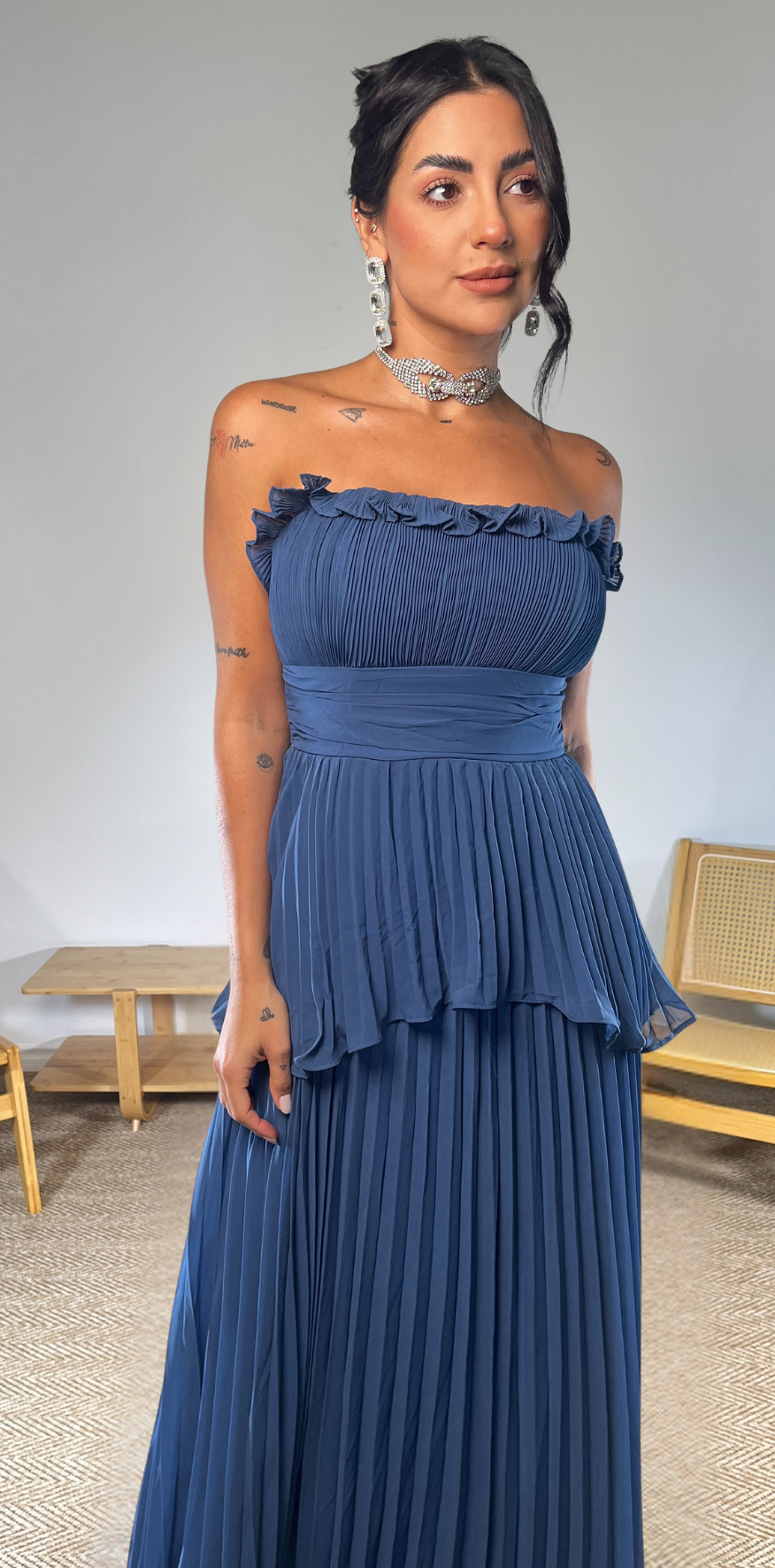 Blue Chiffon Maxi Dress