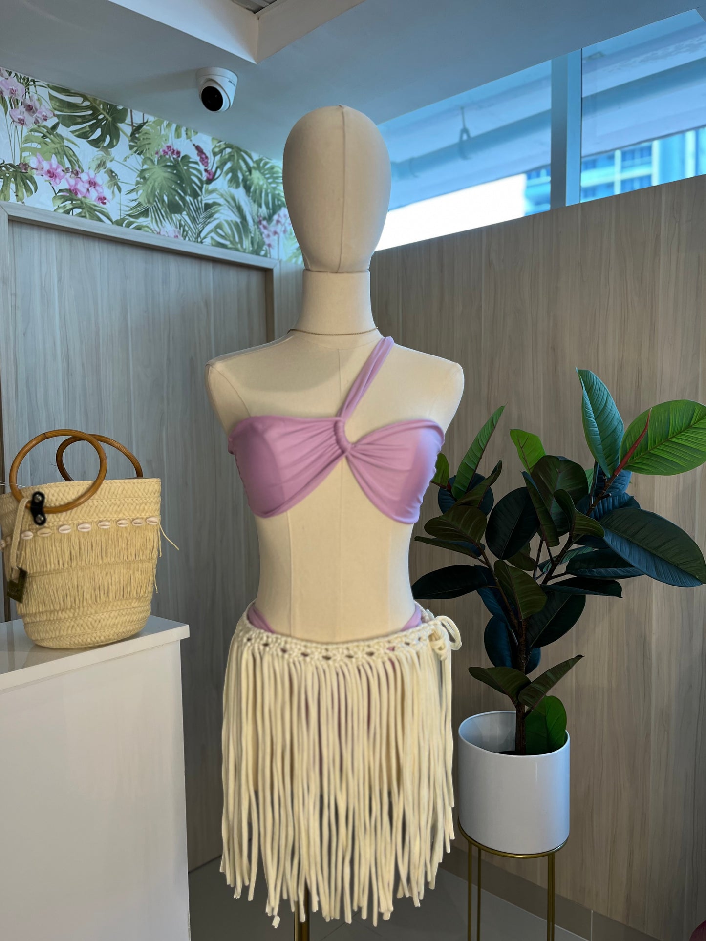 Falda / Salida de baño macramé Crema