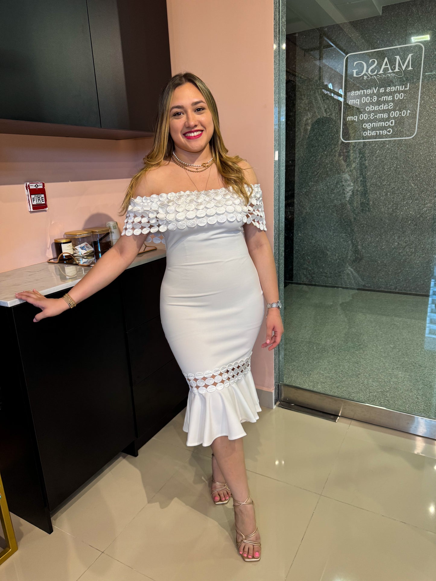 Amelia off shoulder white Dress