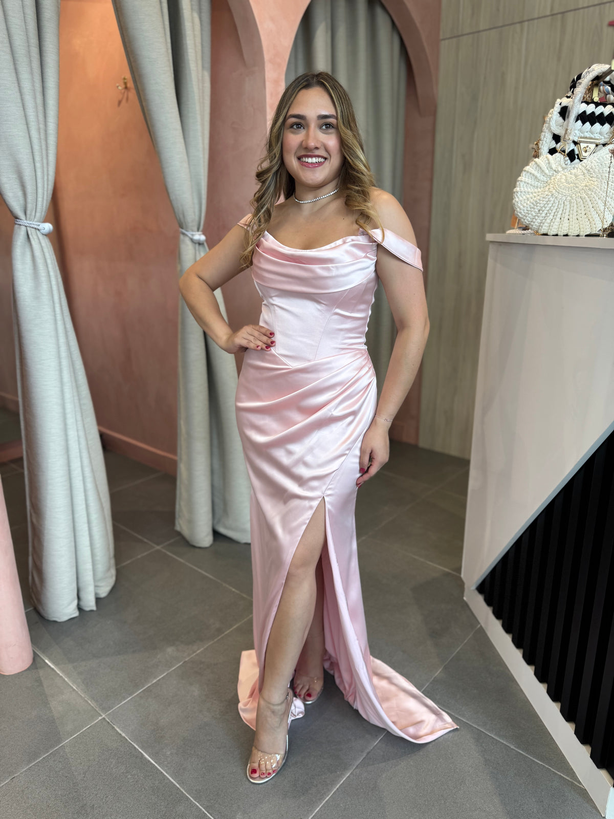 Blush Satin Maxi Dress