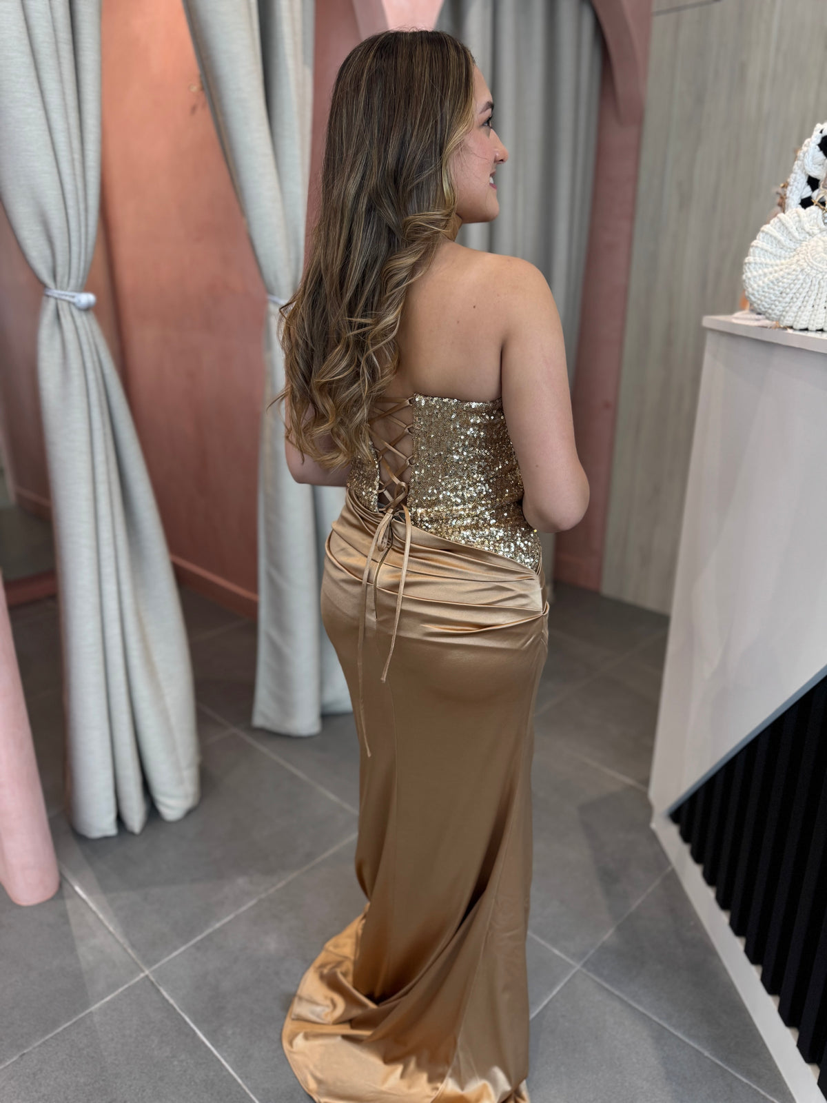 Gold Sequin Maxi Dress
