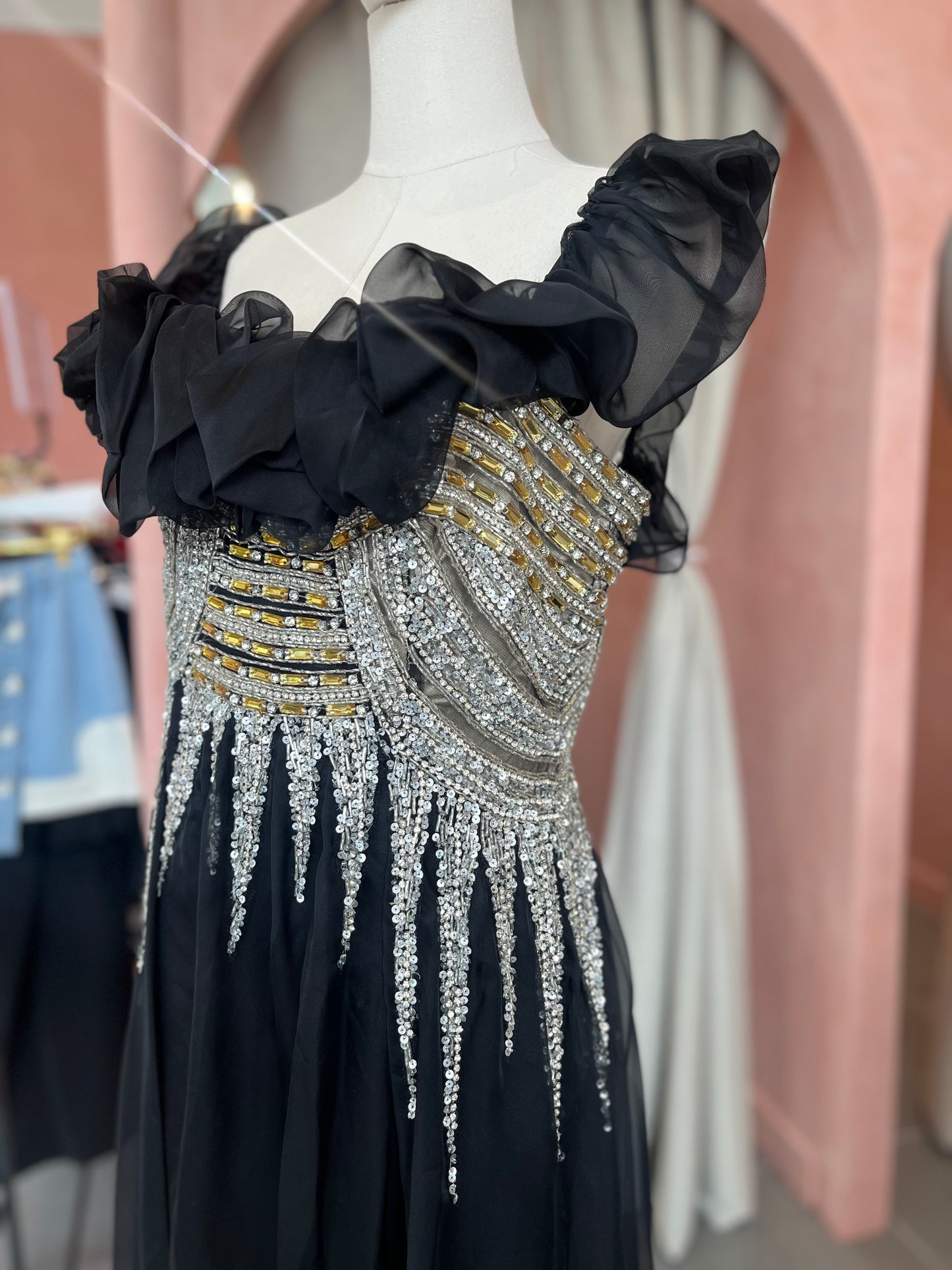 Maxi Vestido negro con brillos