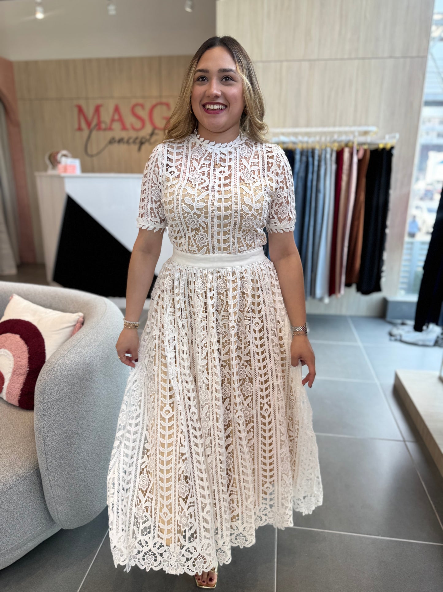 Jasmin White Midi Dress