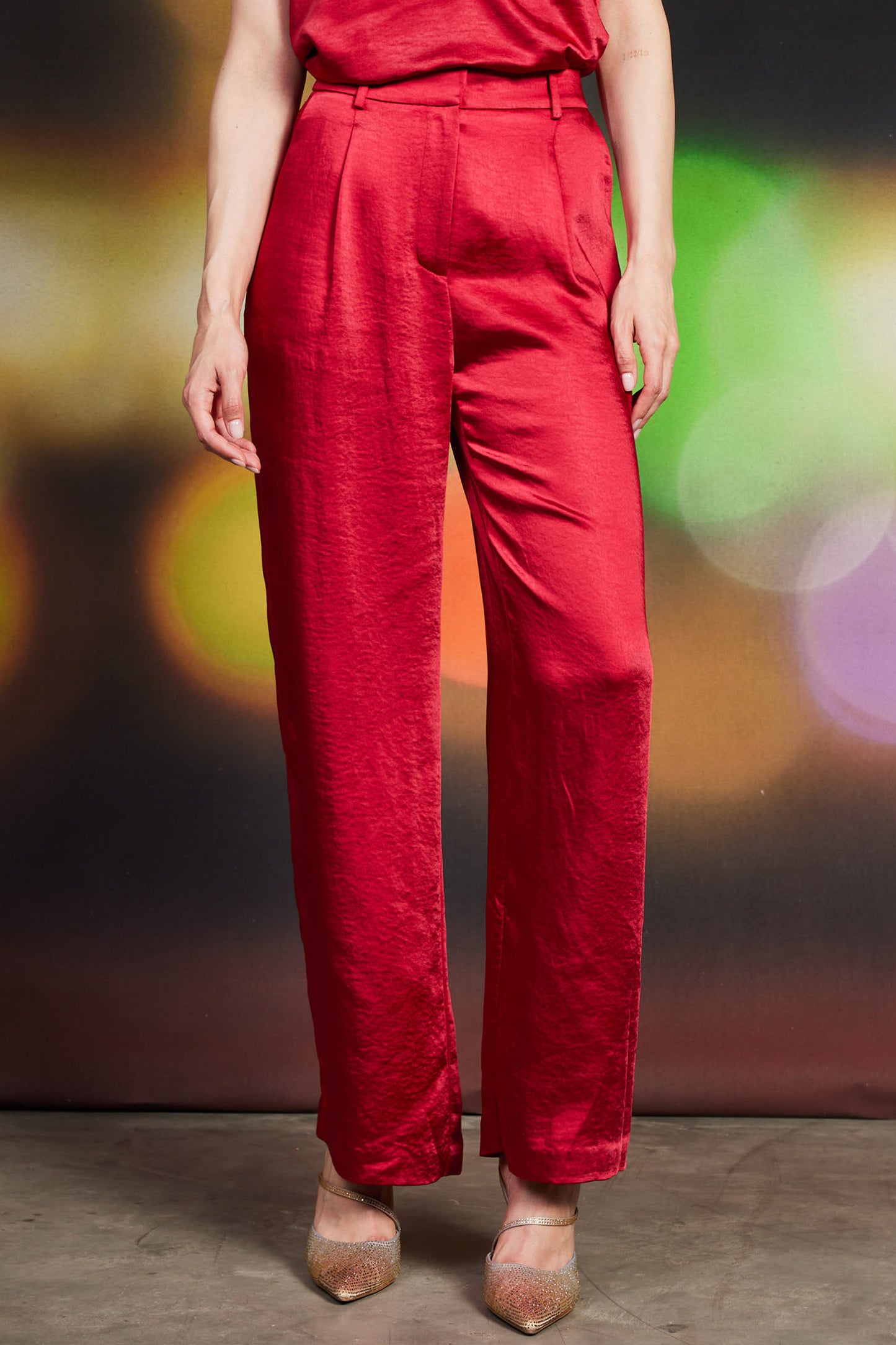 Red Satin Pants