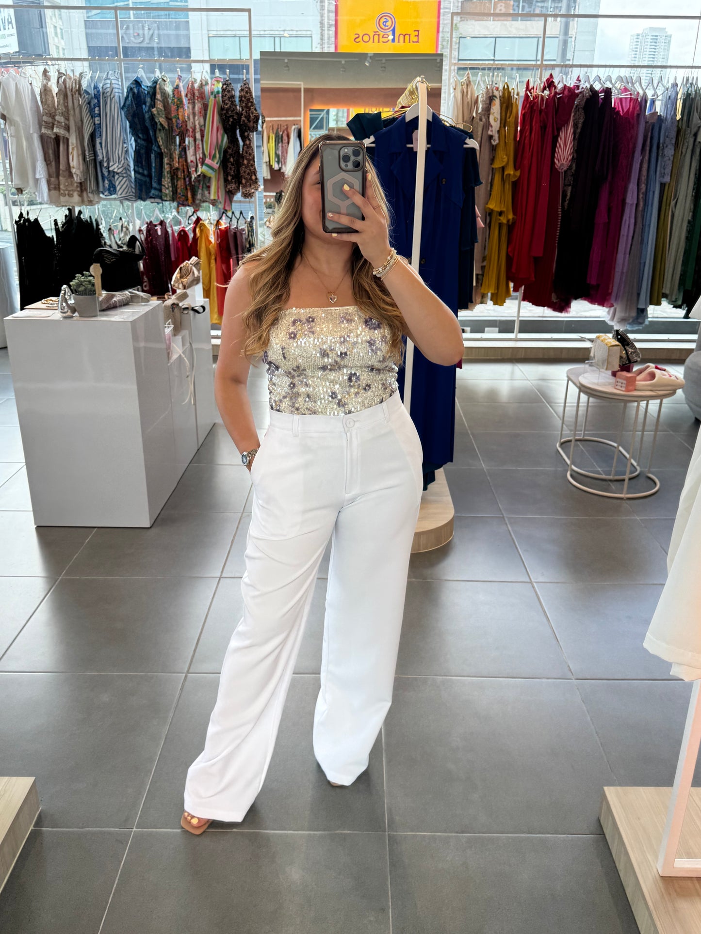 Silver Floral Sequin Bodysuit