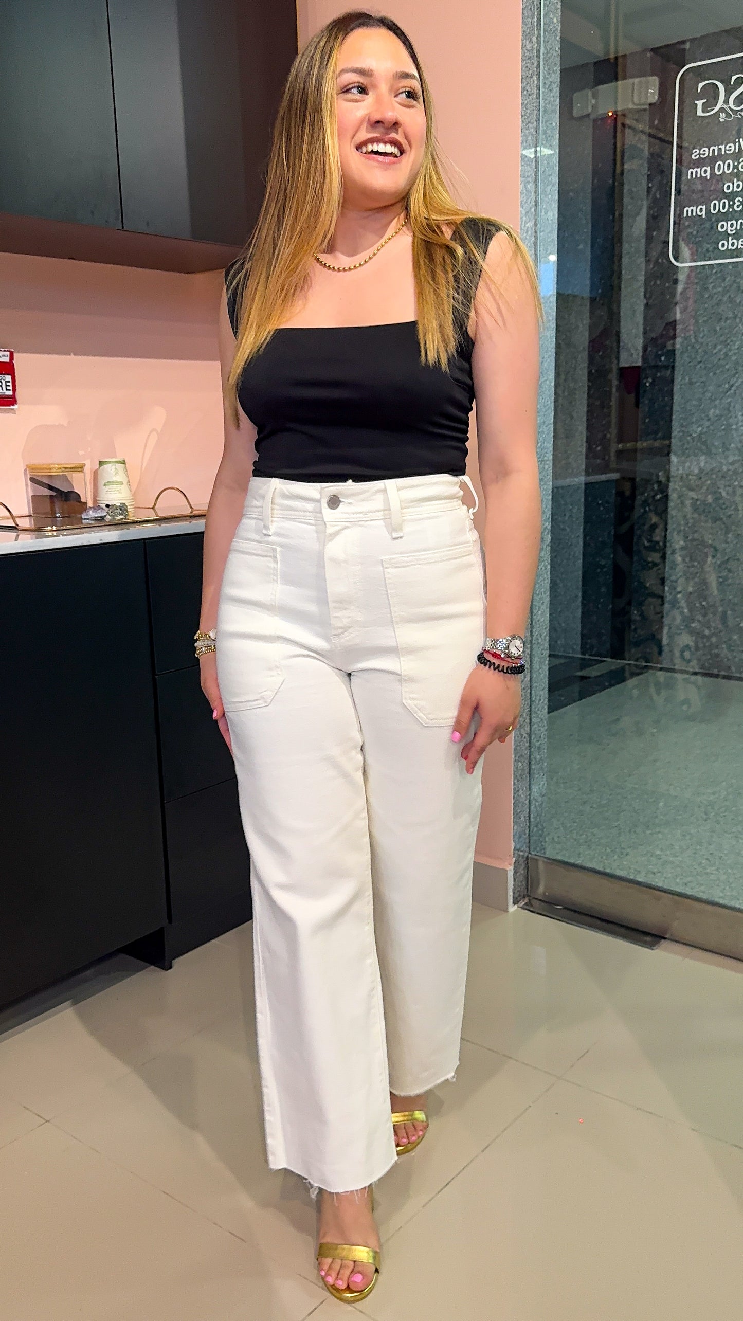 Off White Wide Leg Jeans