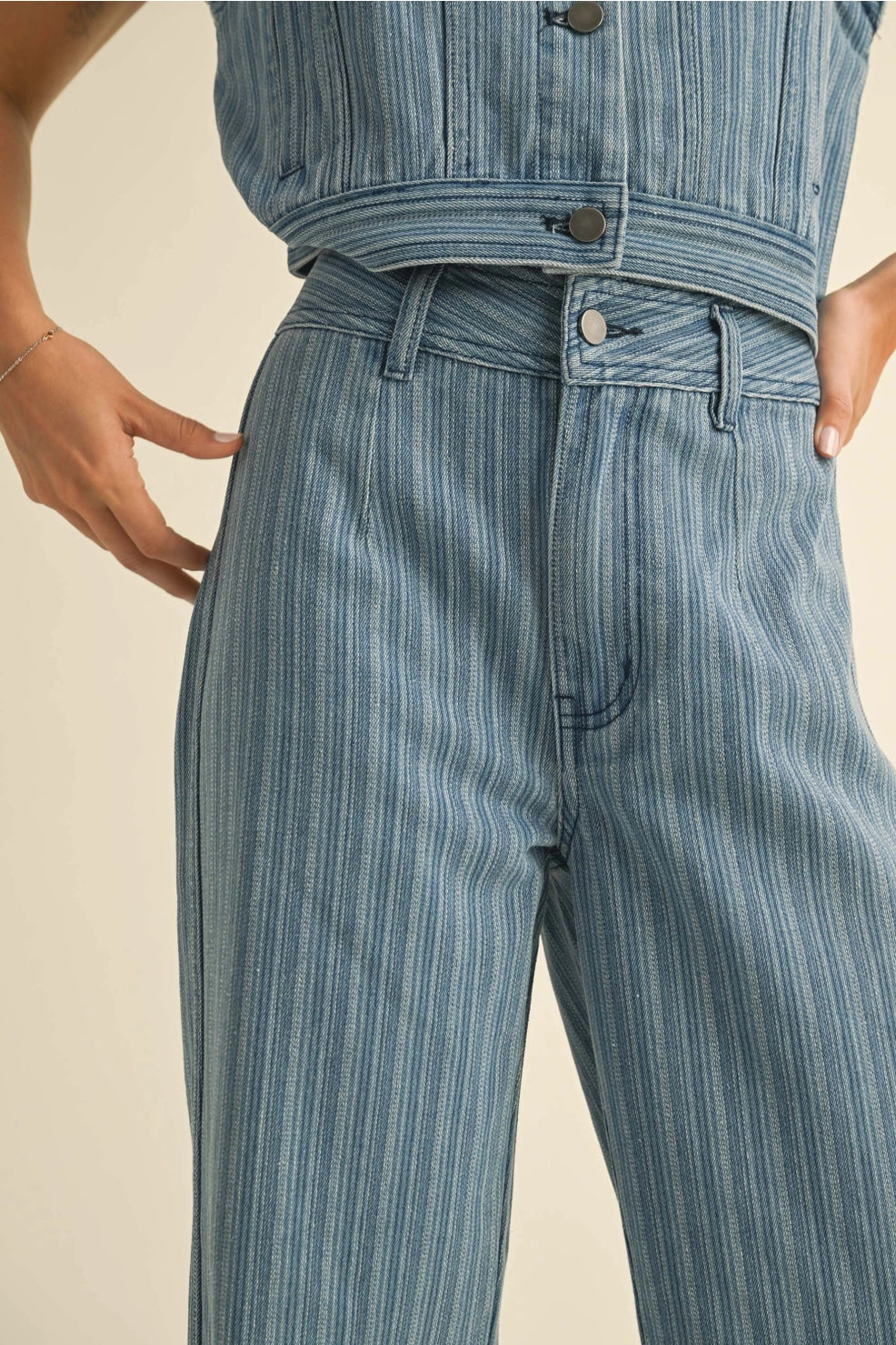 Striped Denim Set