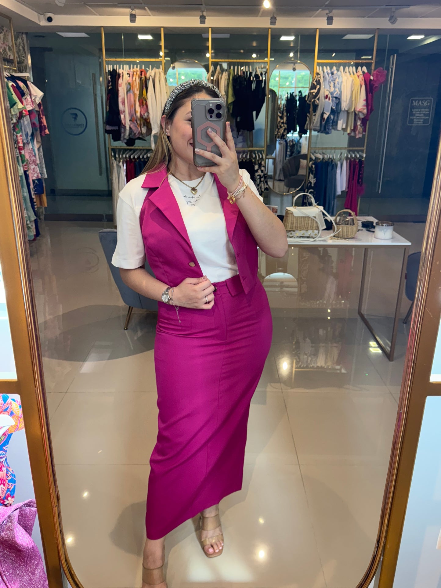 Monica Pink Skirt Set