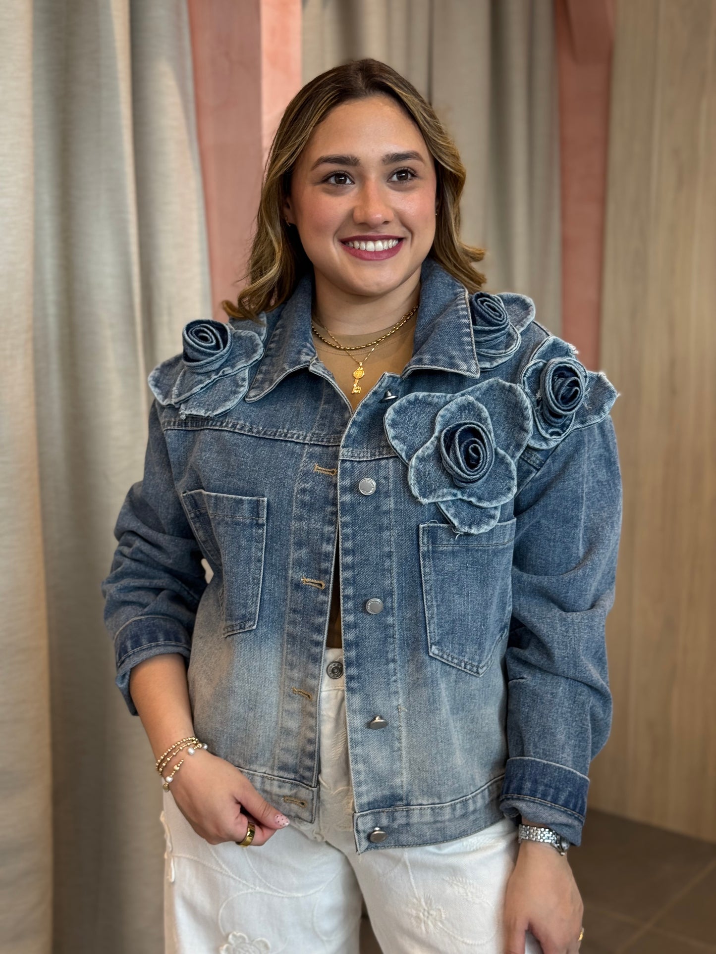 3D Flower Denim Jacket