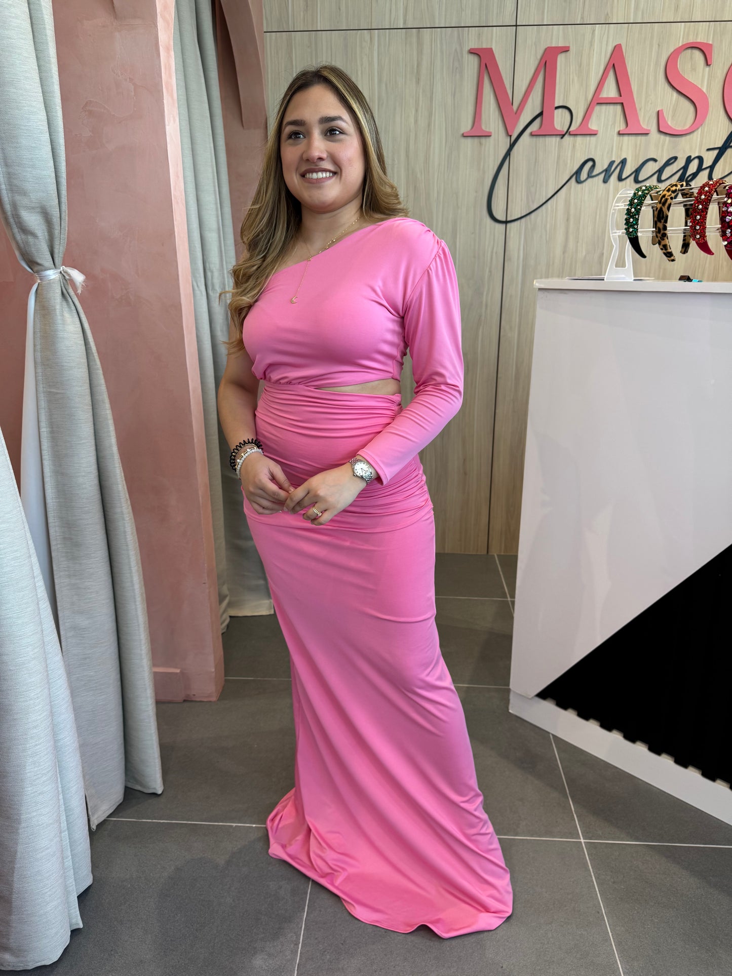 Brianna Pink Maxi Dress