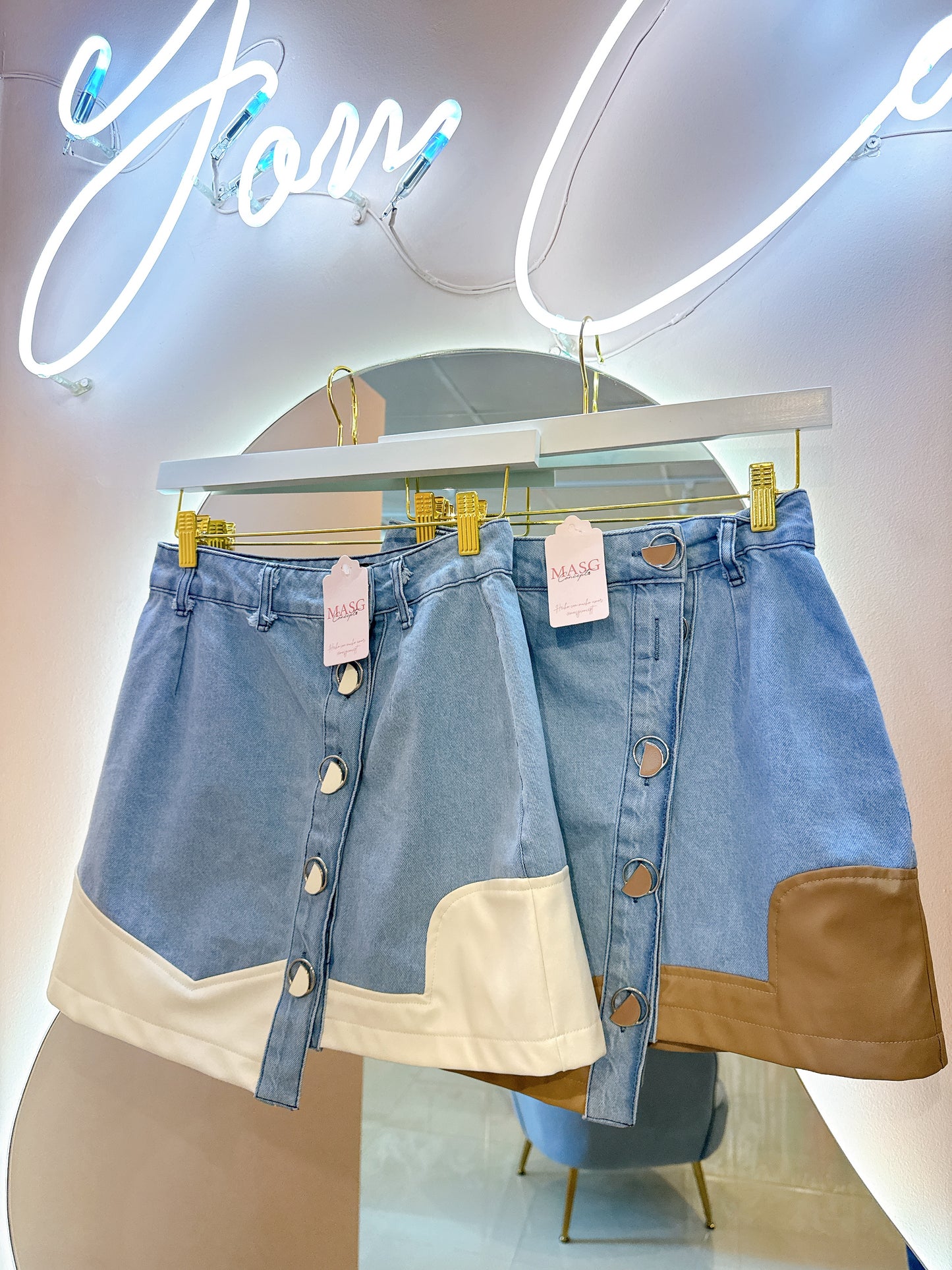 White Leather Jeans Skirt