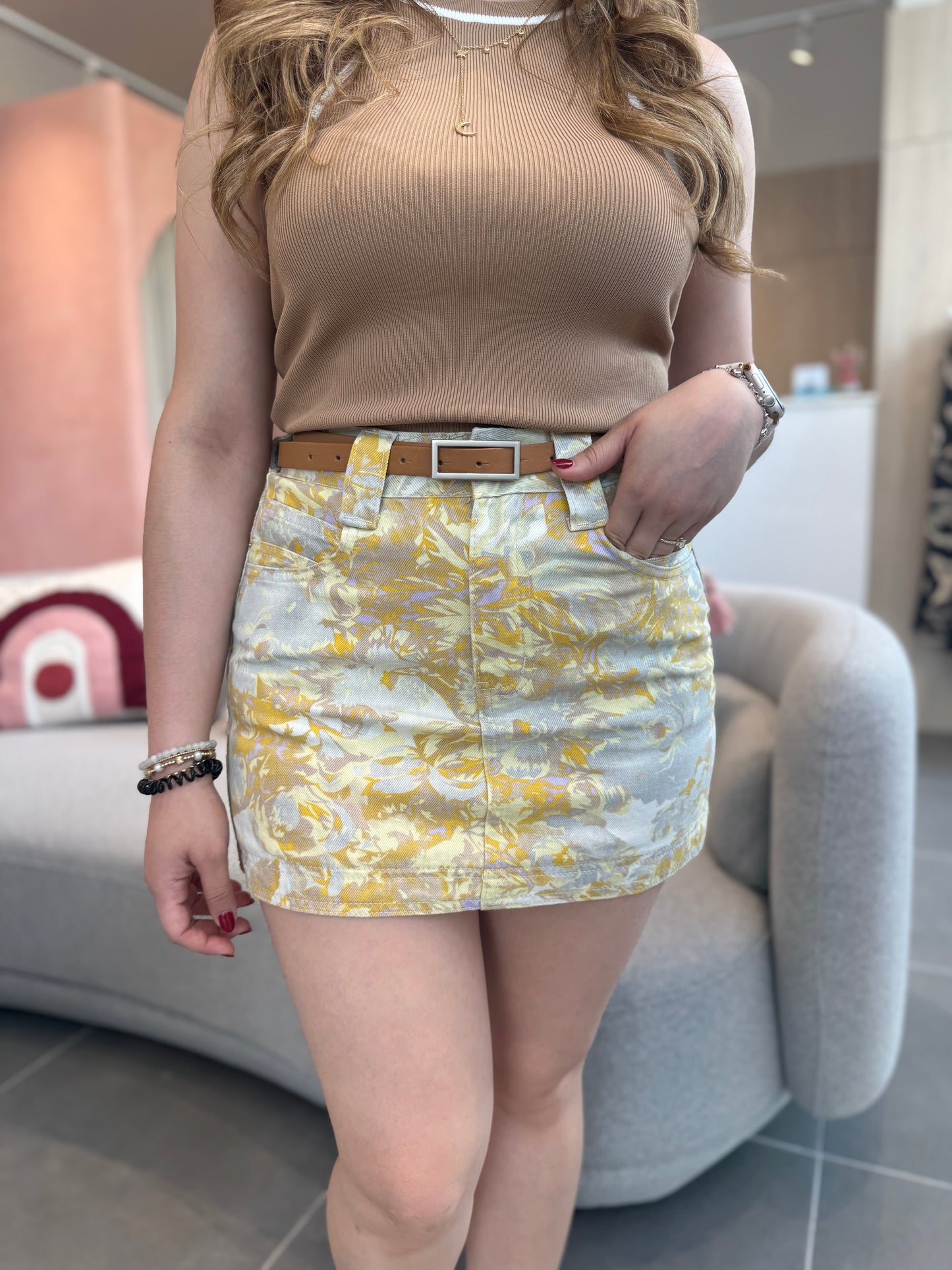 Yellow Denim Skirt