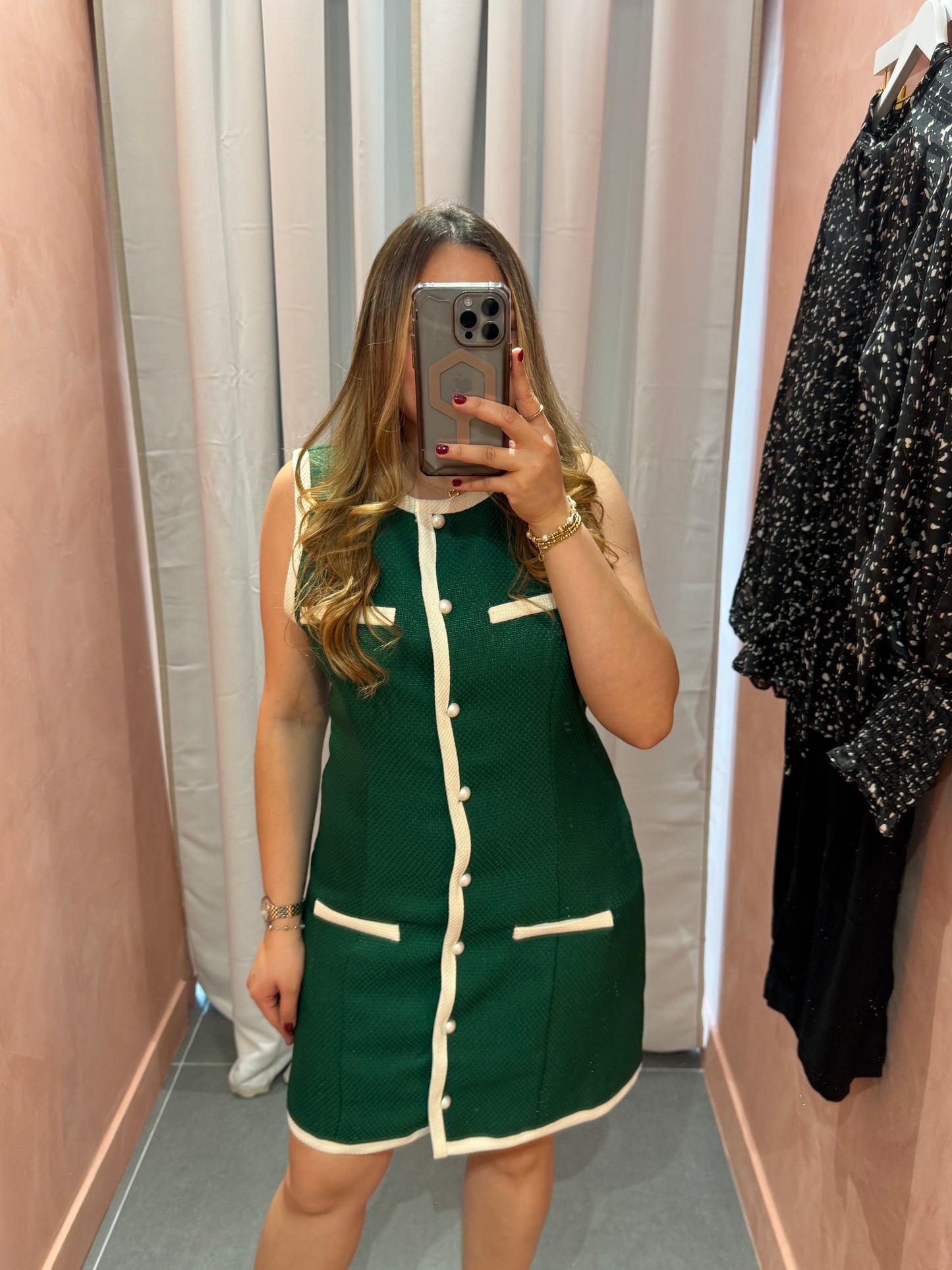 Green Button Down Sleeveless Dress