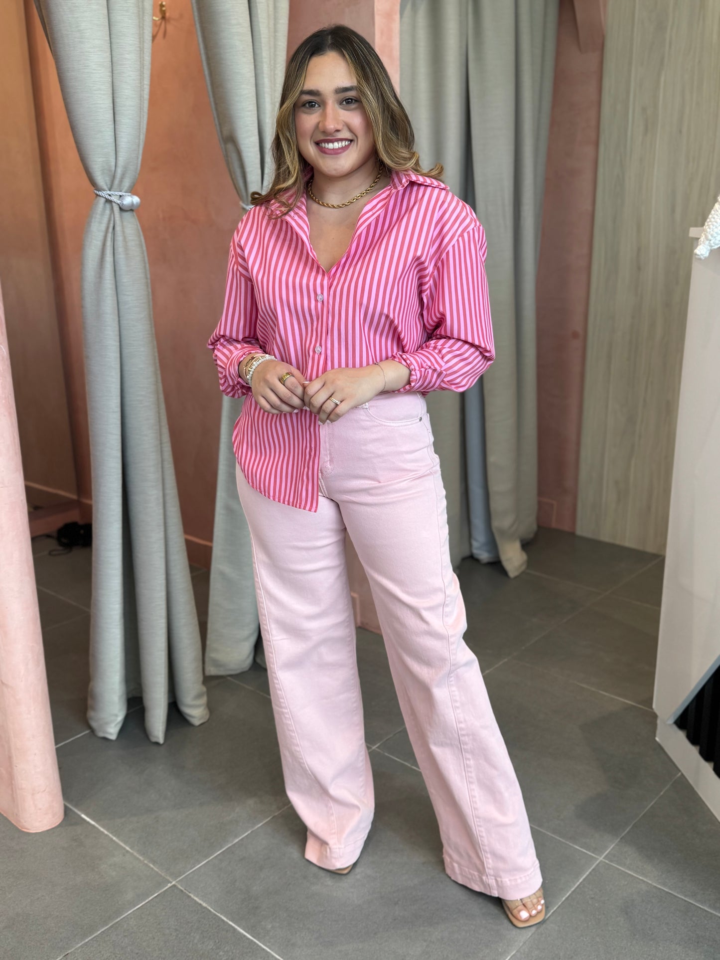 Pink Stripe Short Set