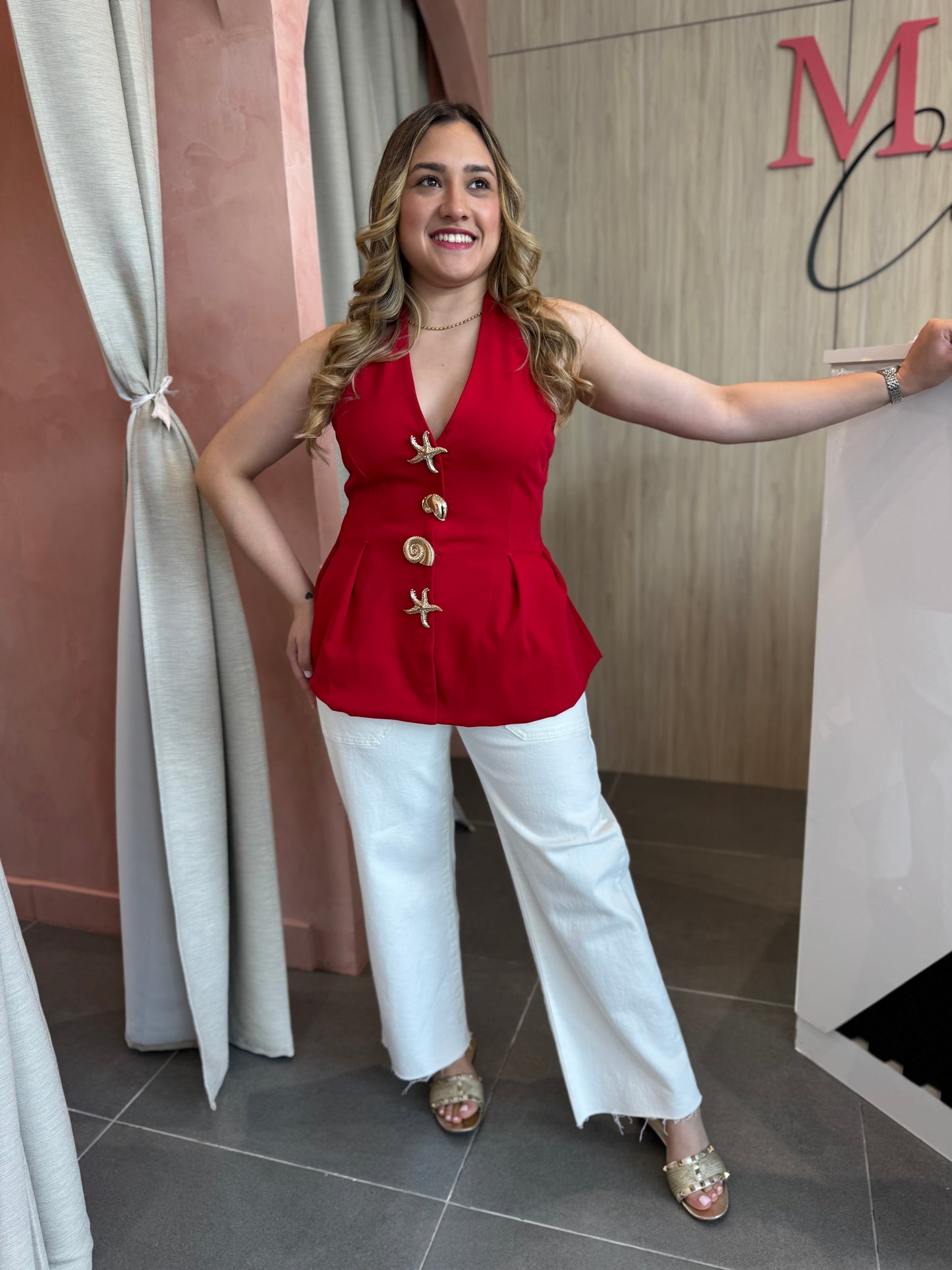 Red Halter Blouse