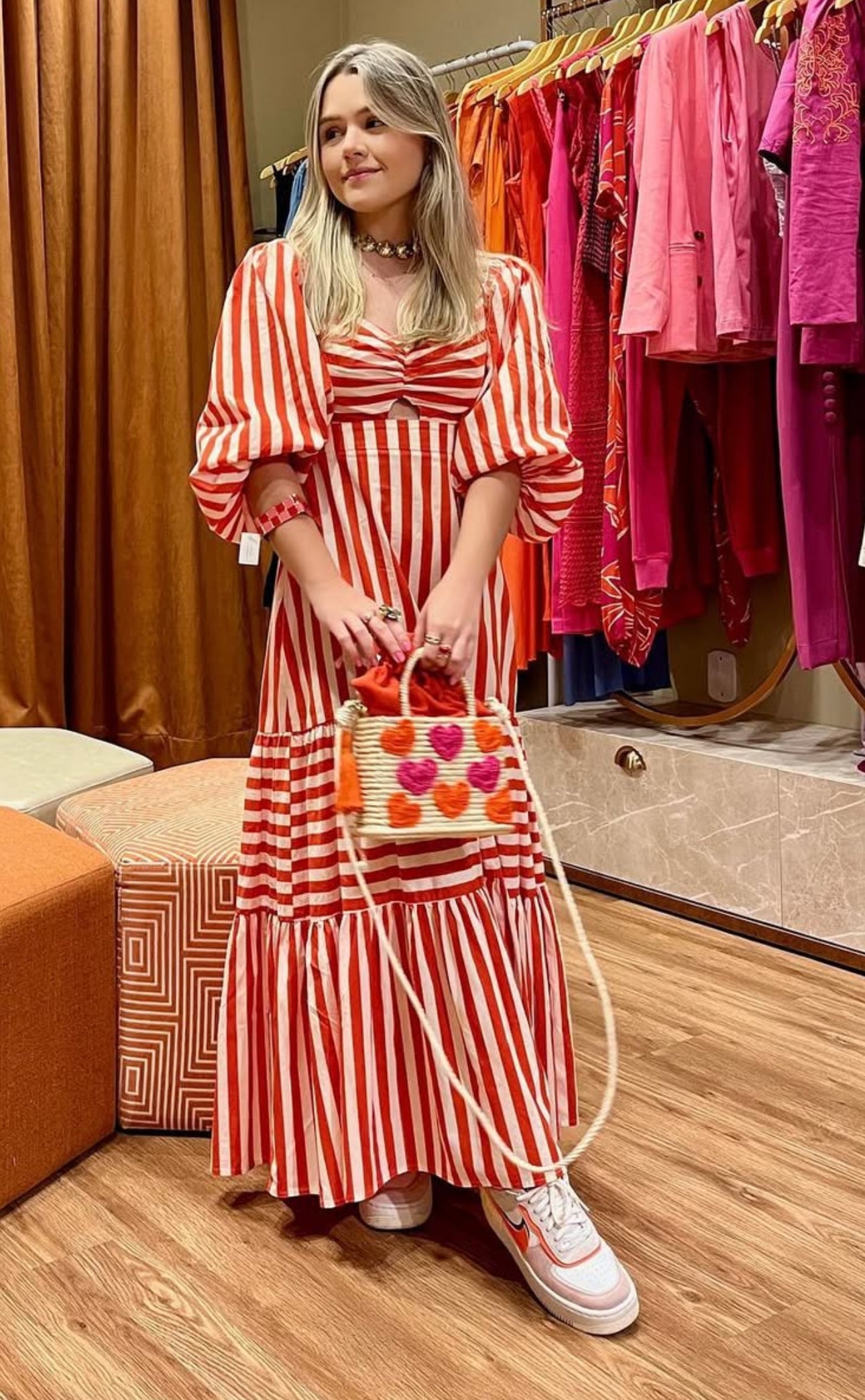 Vestido Abbie rayas Rojo