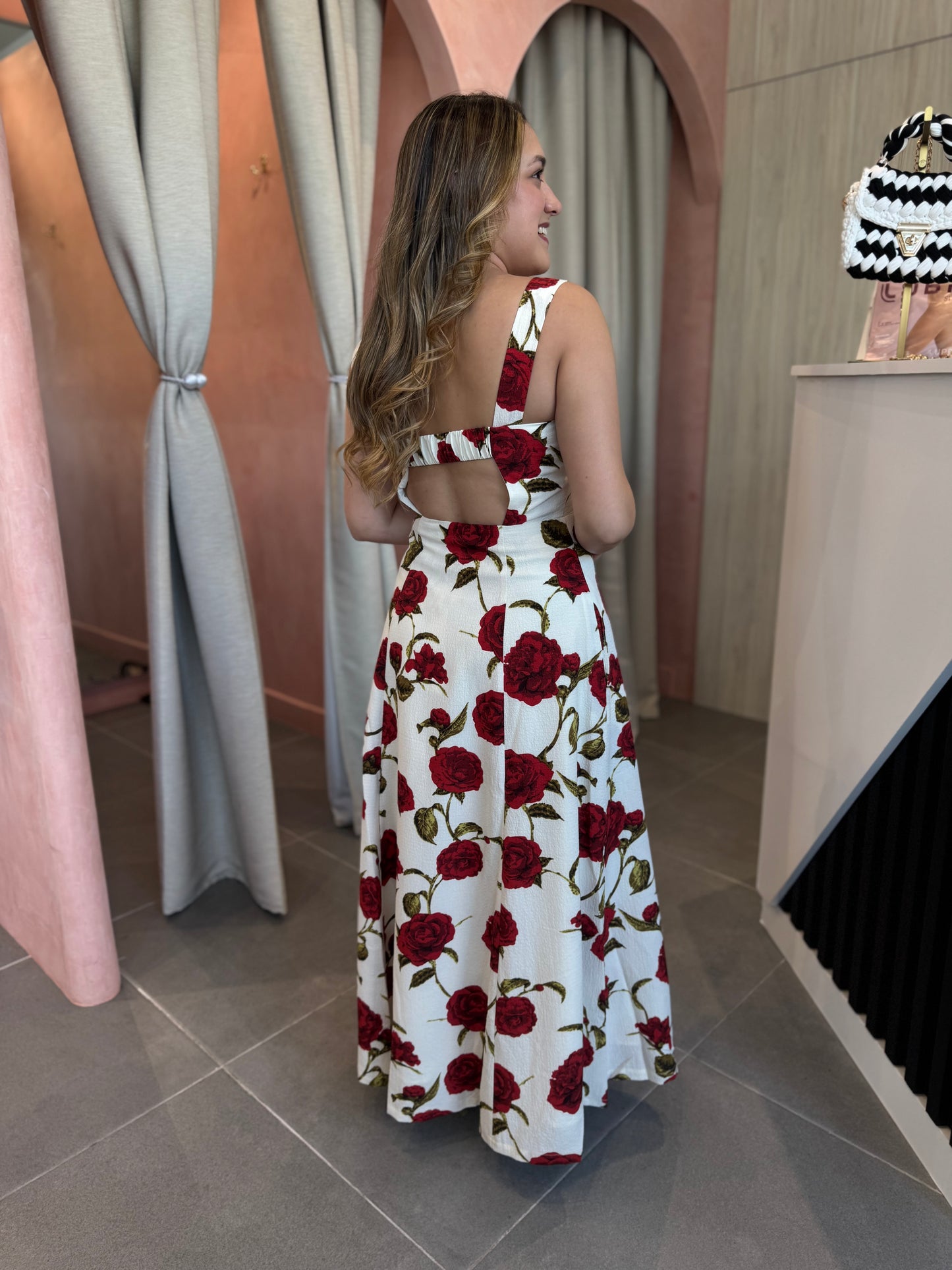 Ivory Multi Rose Maxi Dress