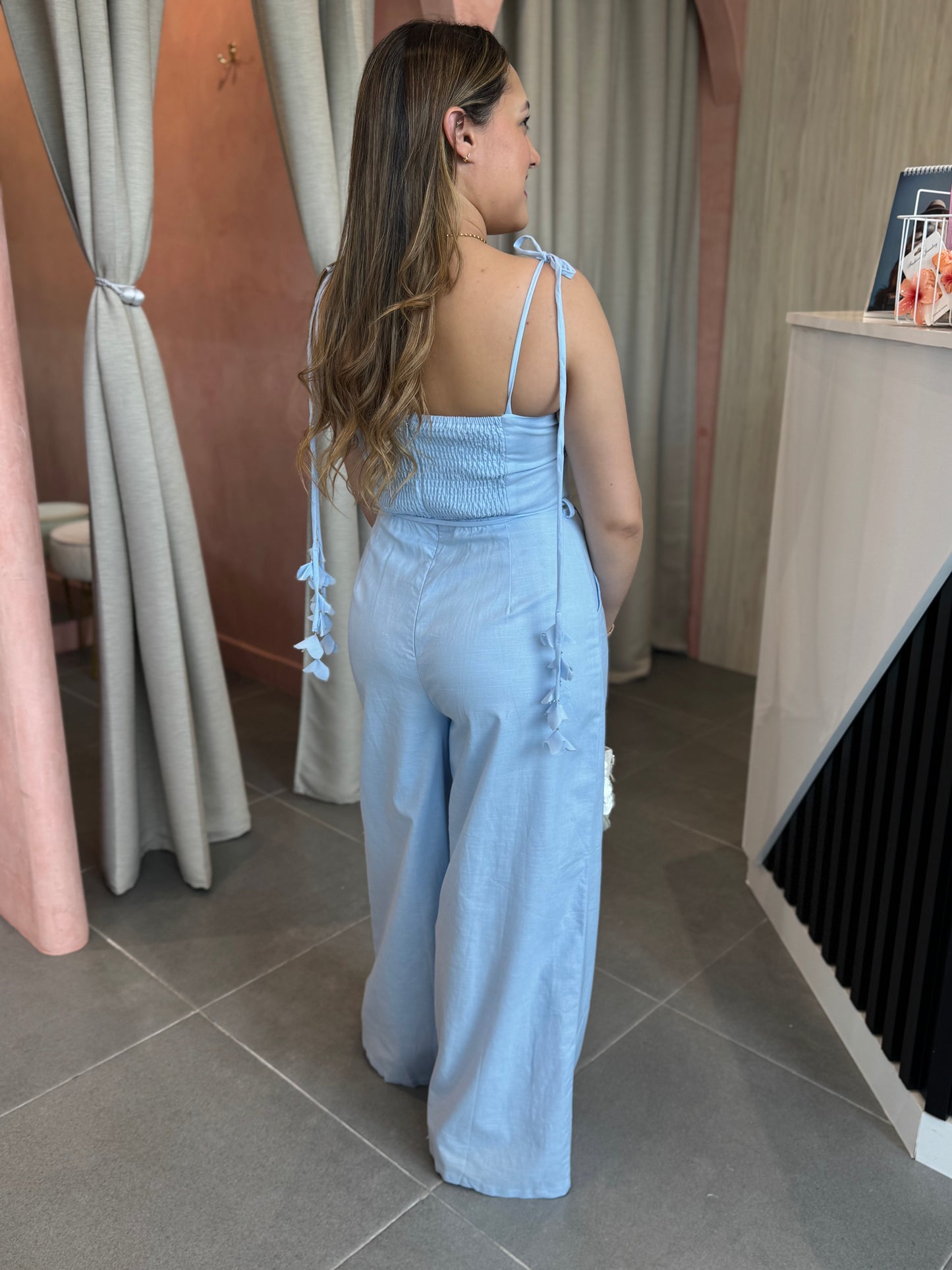 Light Blue Wide Leg Jumpsuit