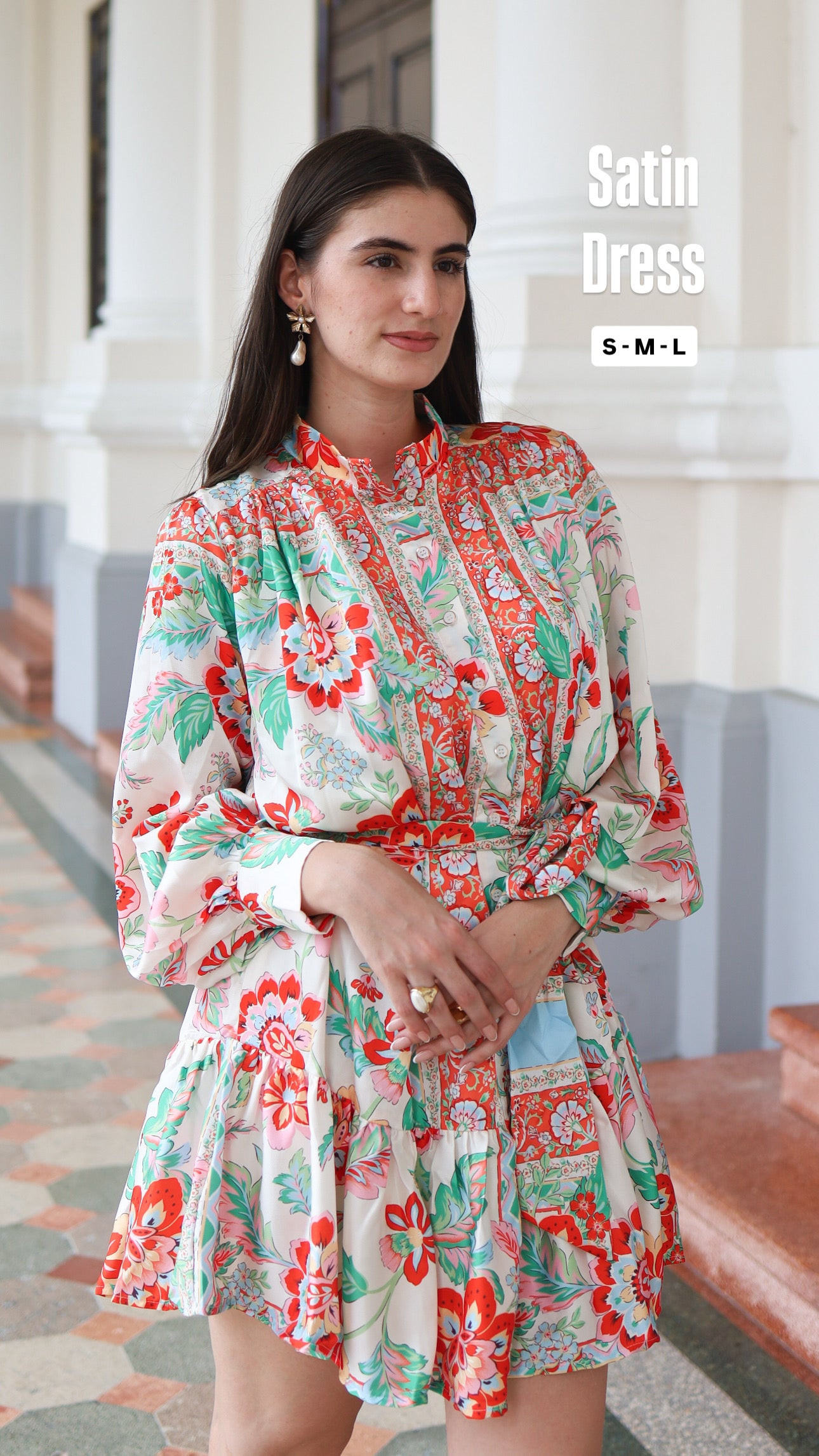 Multi Print Satin Dress