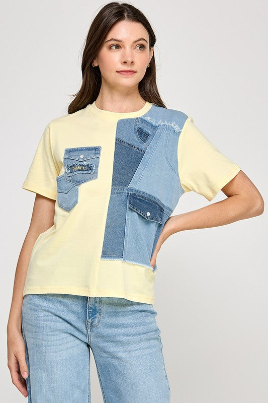 Yellow Denim Tshirt