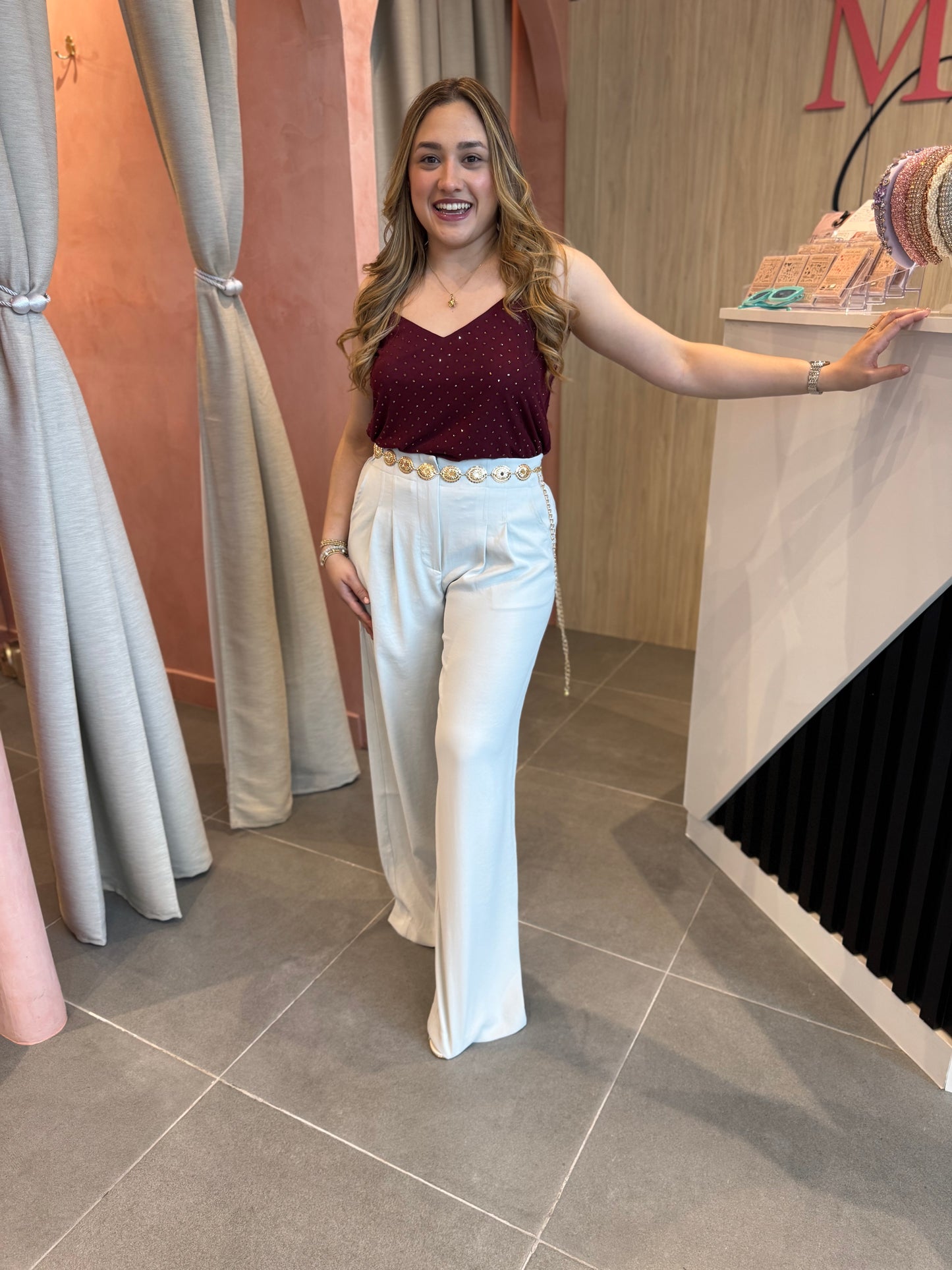Dove Grey Wide Leg Pants