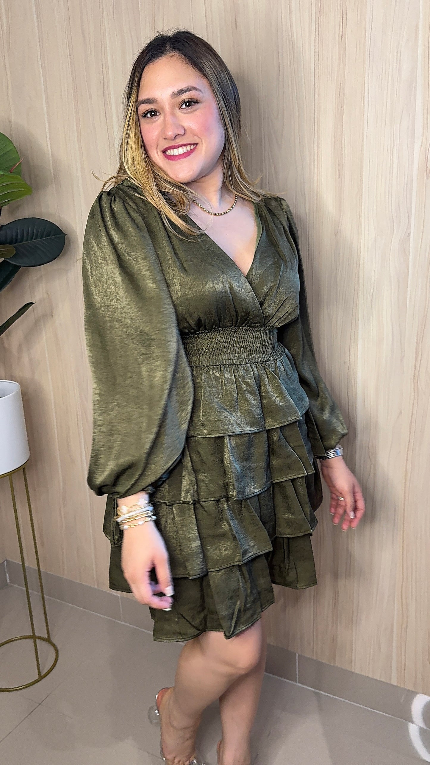 Green Satin Dress