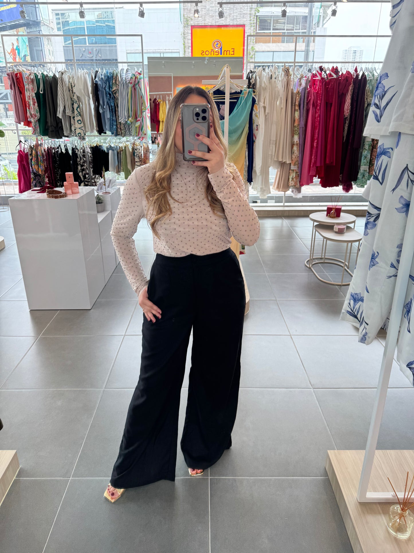 Light Beige Mesh Blouse