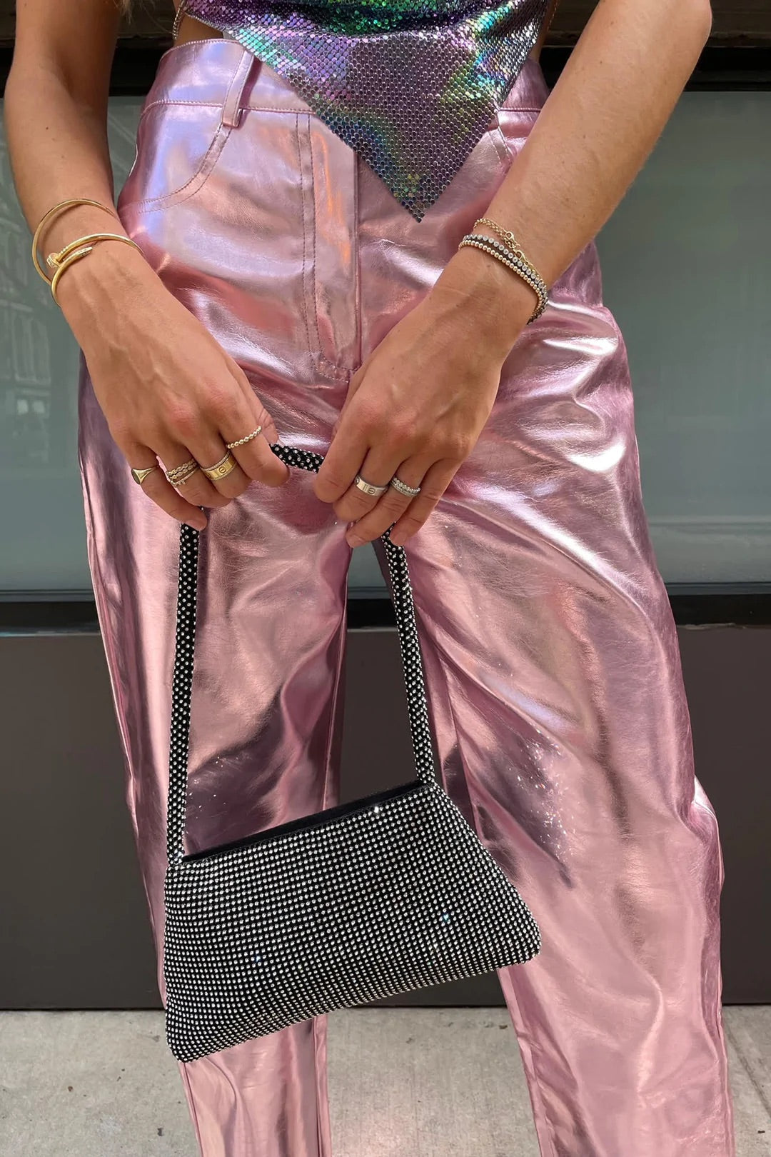 Pink Metallic Pants