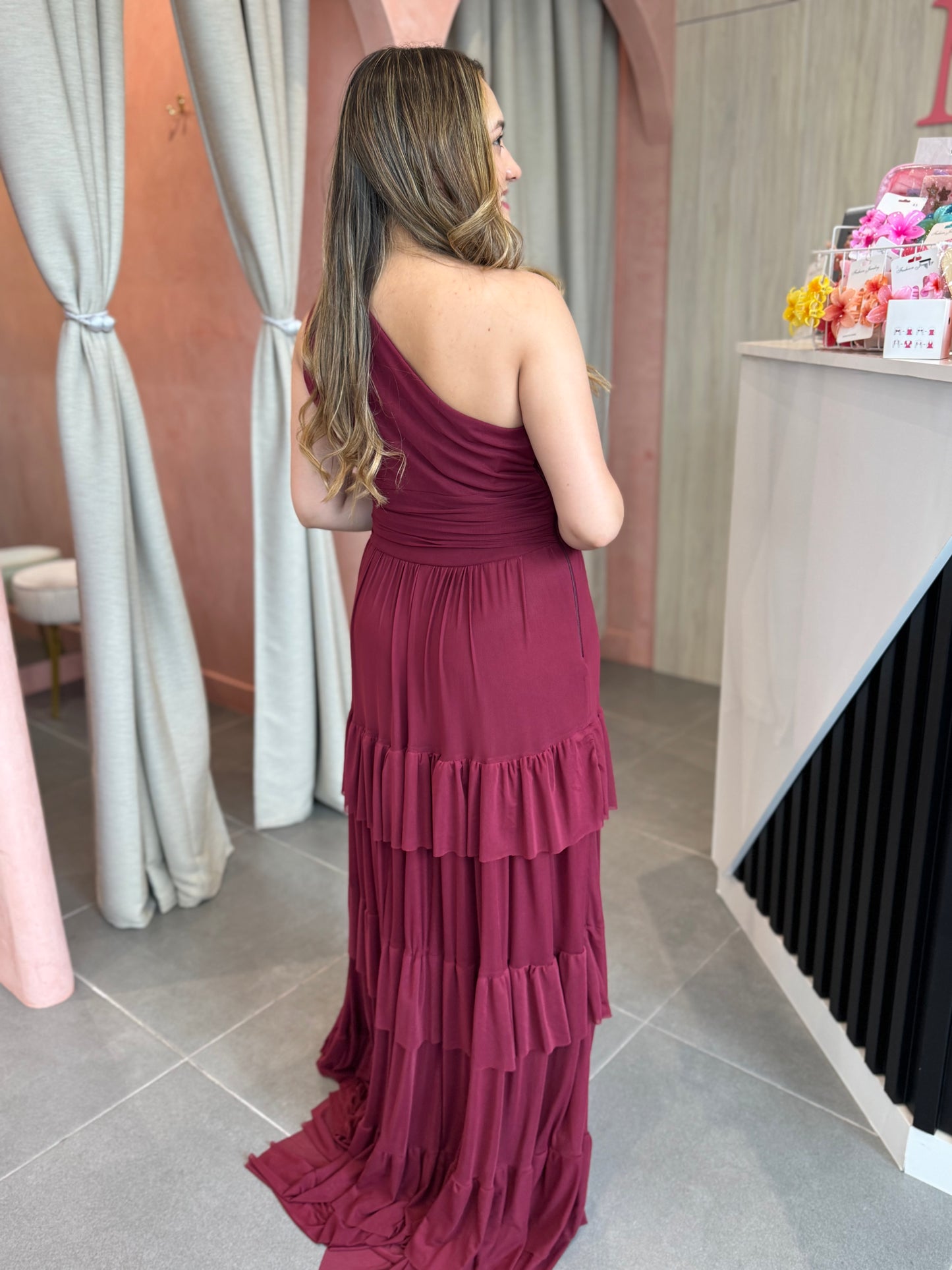 Vestido Abril Vino Tinto