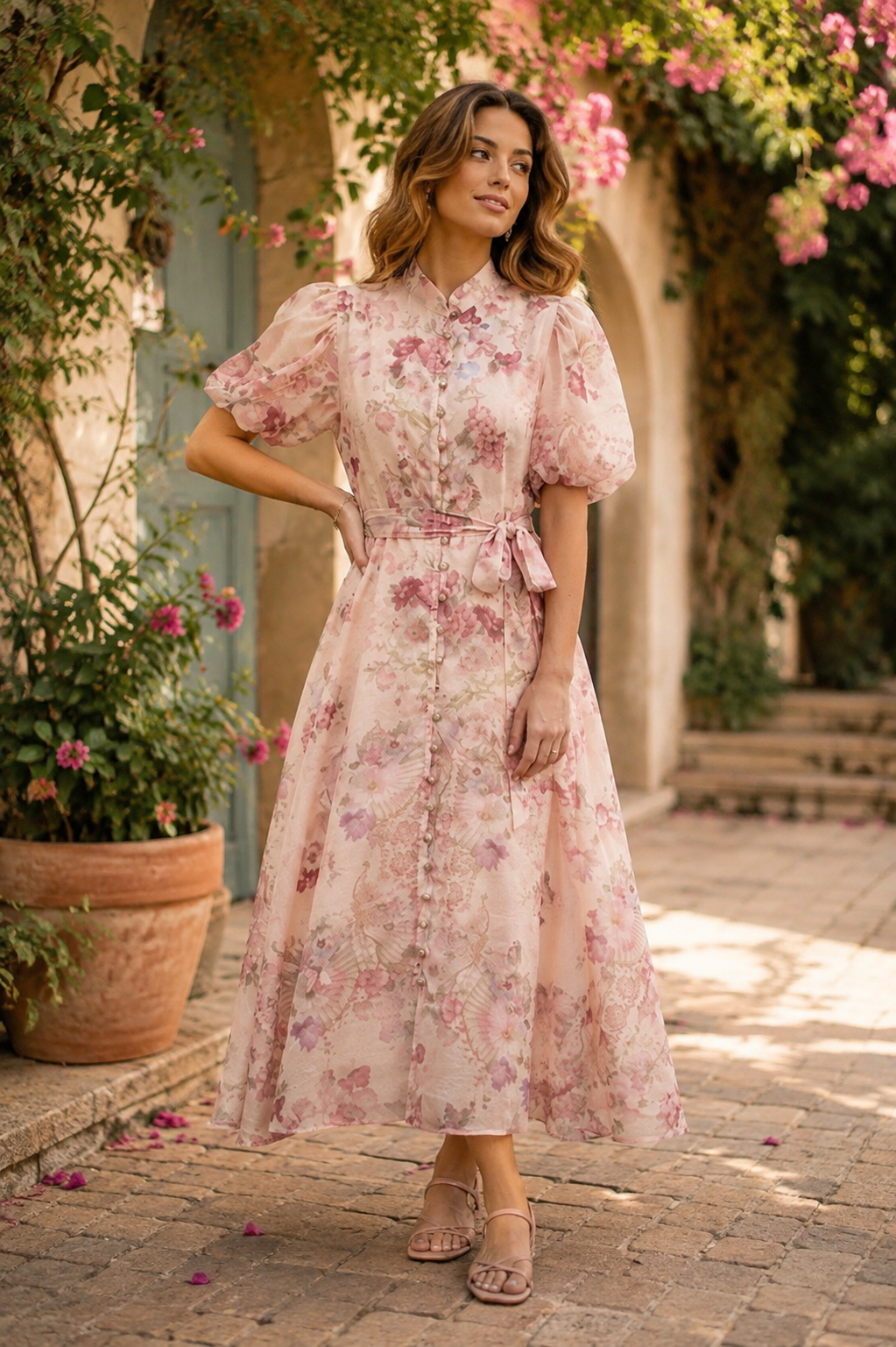 Pink Floral Midi Dress - 1 Sept