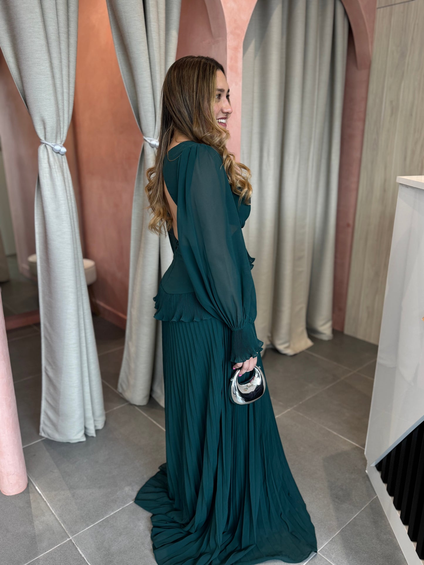 Emerald Pleated Dress