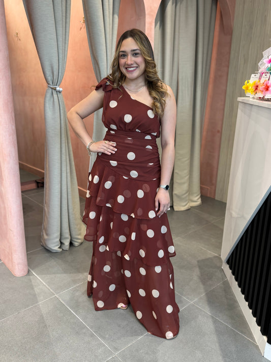 Polka Dot Chiffon Maxi Dress