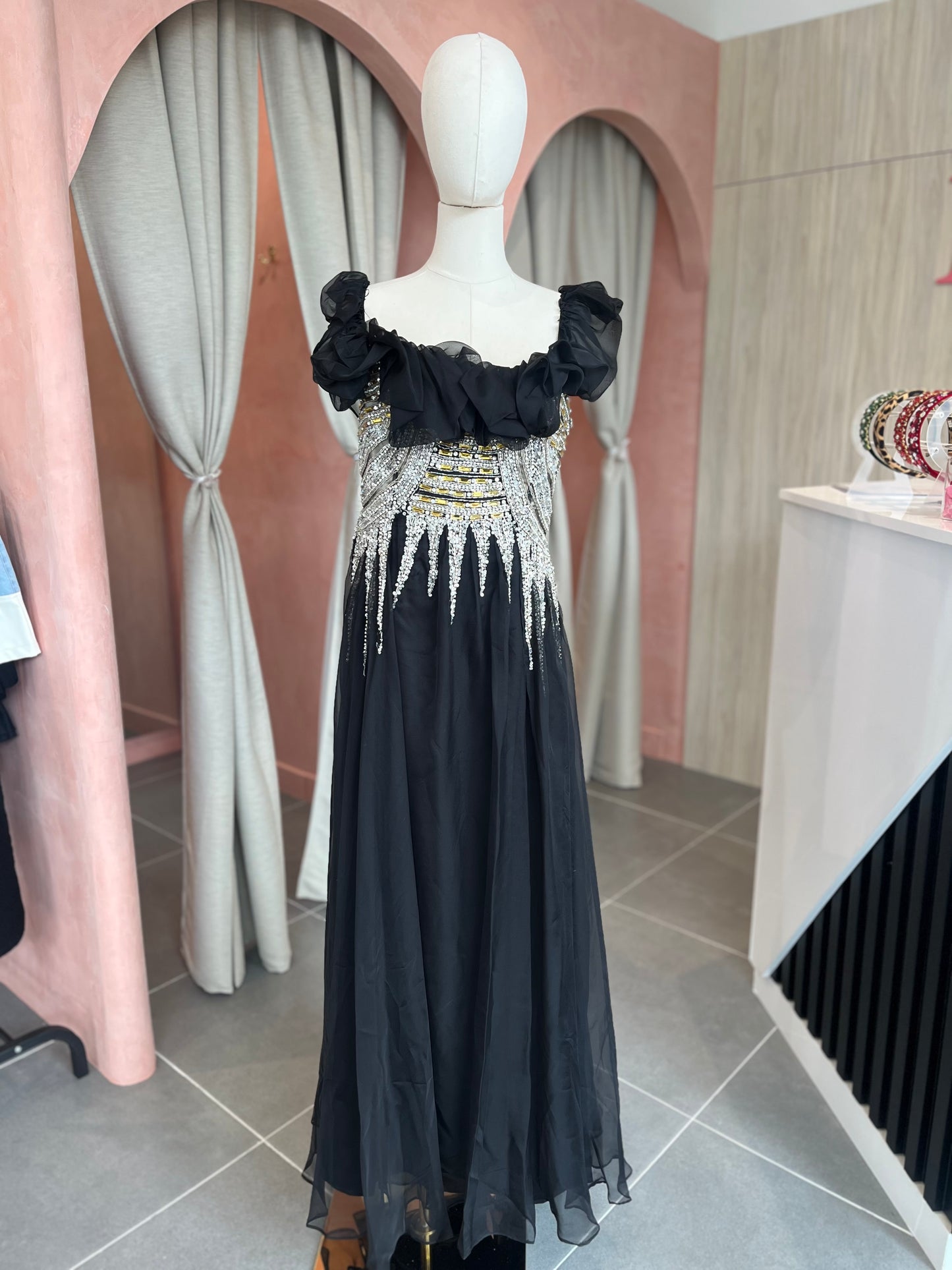 Maxi Vestido negro con brillos