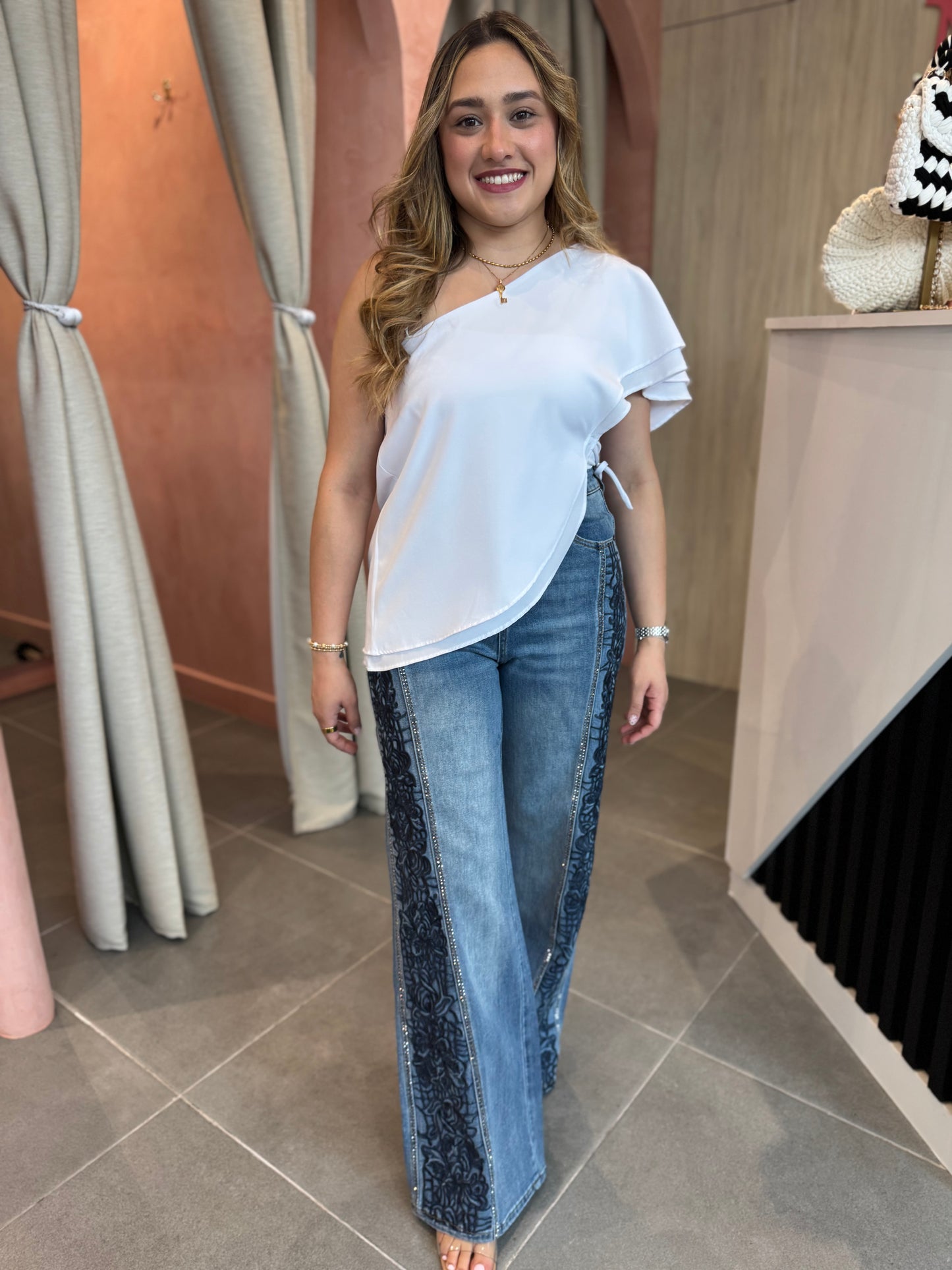 Blue Floral Charm Jean