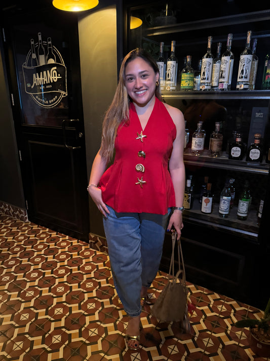 Red Halter Blouse