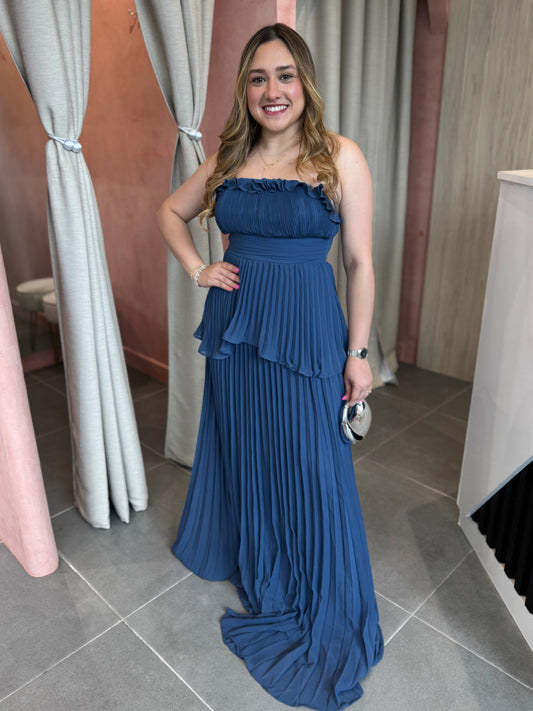 Blue Chiffon Maxi Dress