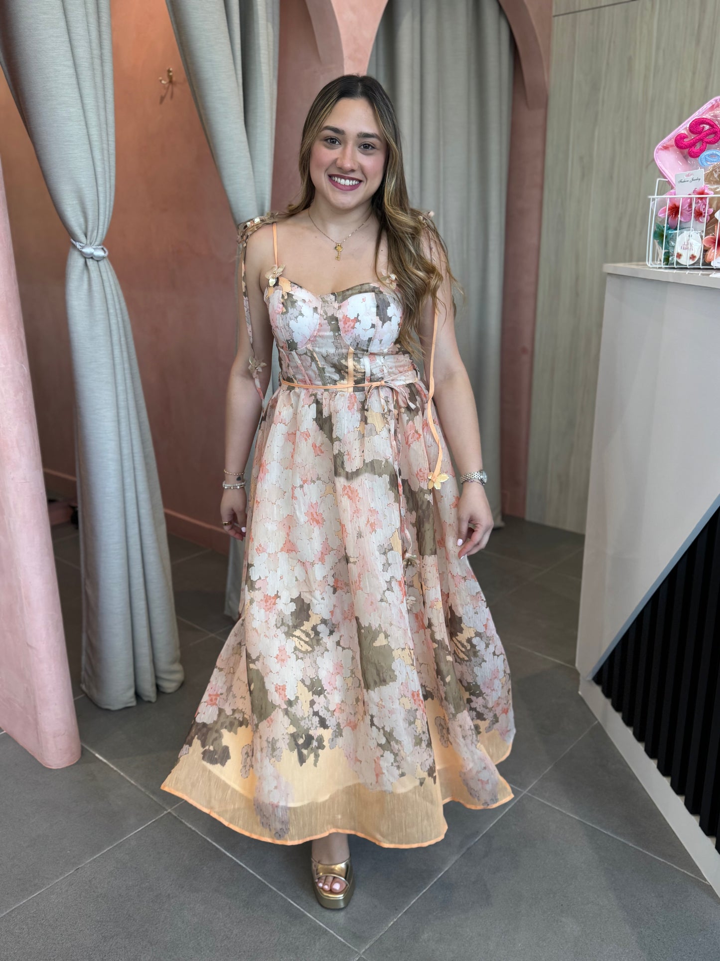 Multi Yellow Floral Midi Dress