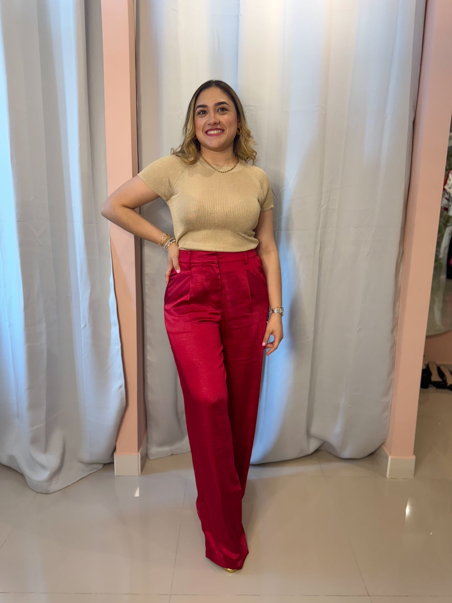 Red Satin Pants