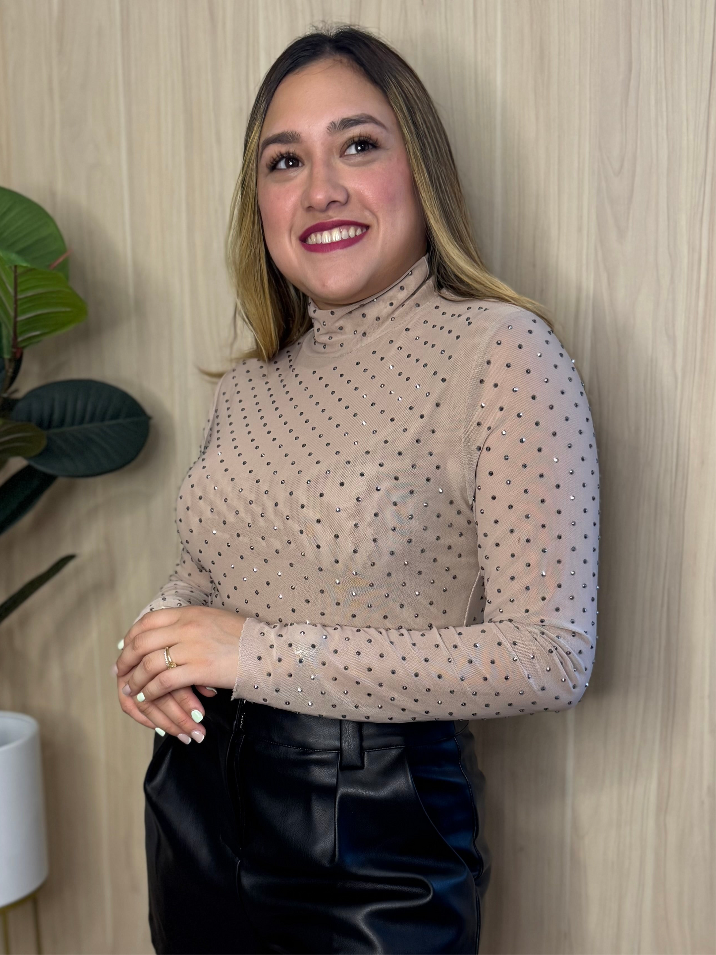 Light Beige Mesh Blouse