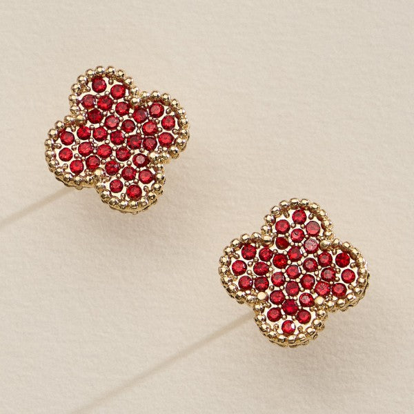 Red Crystal Stud Earrings