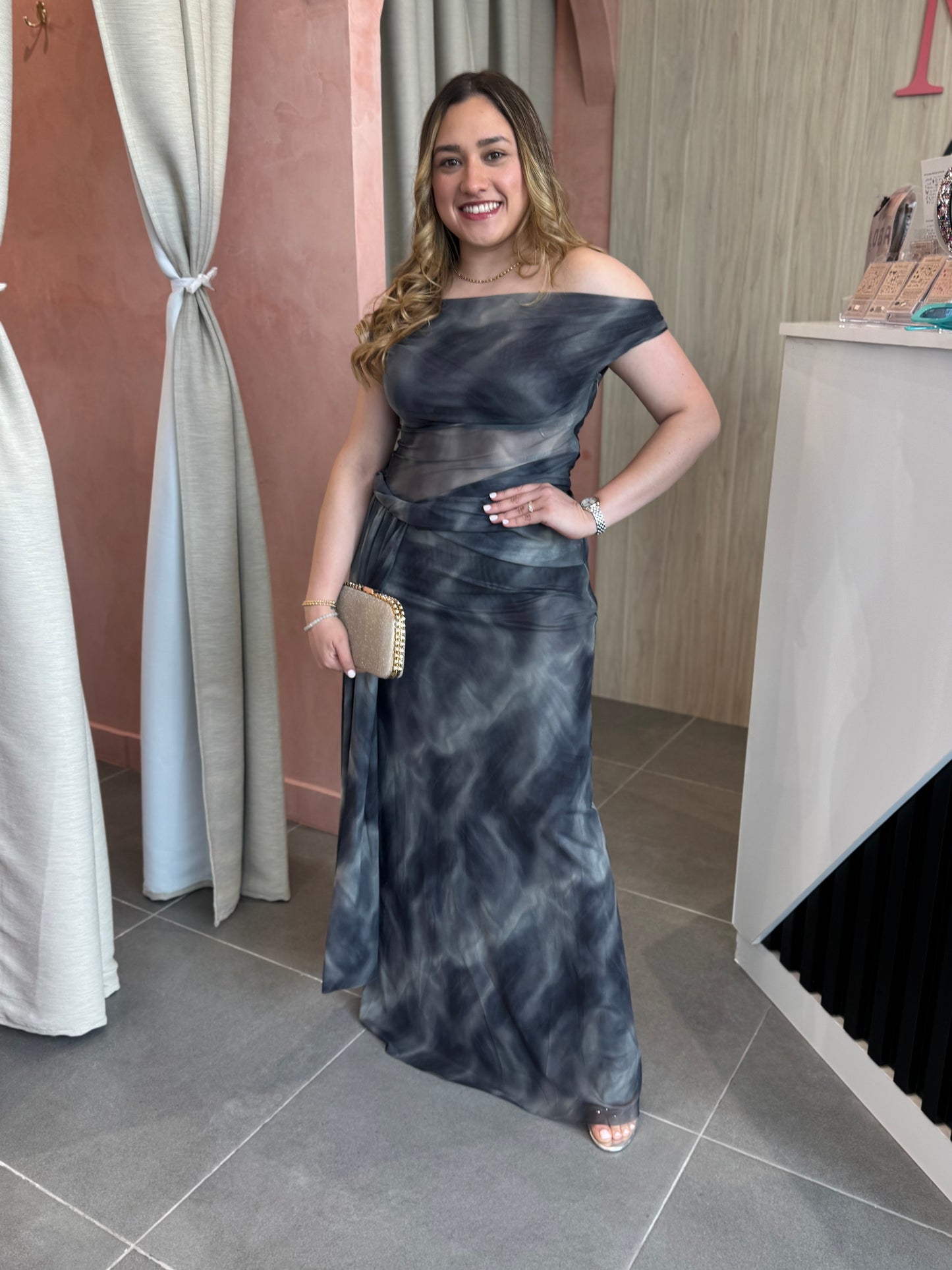 Mika Off shoulder Mesh Dress