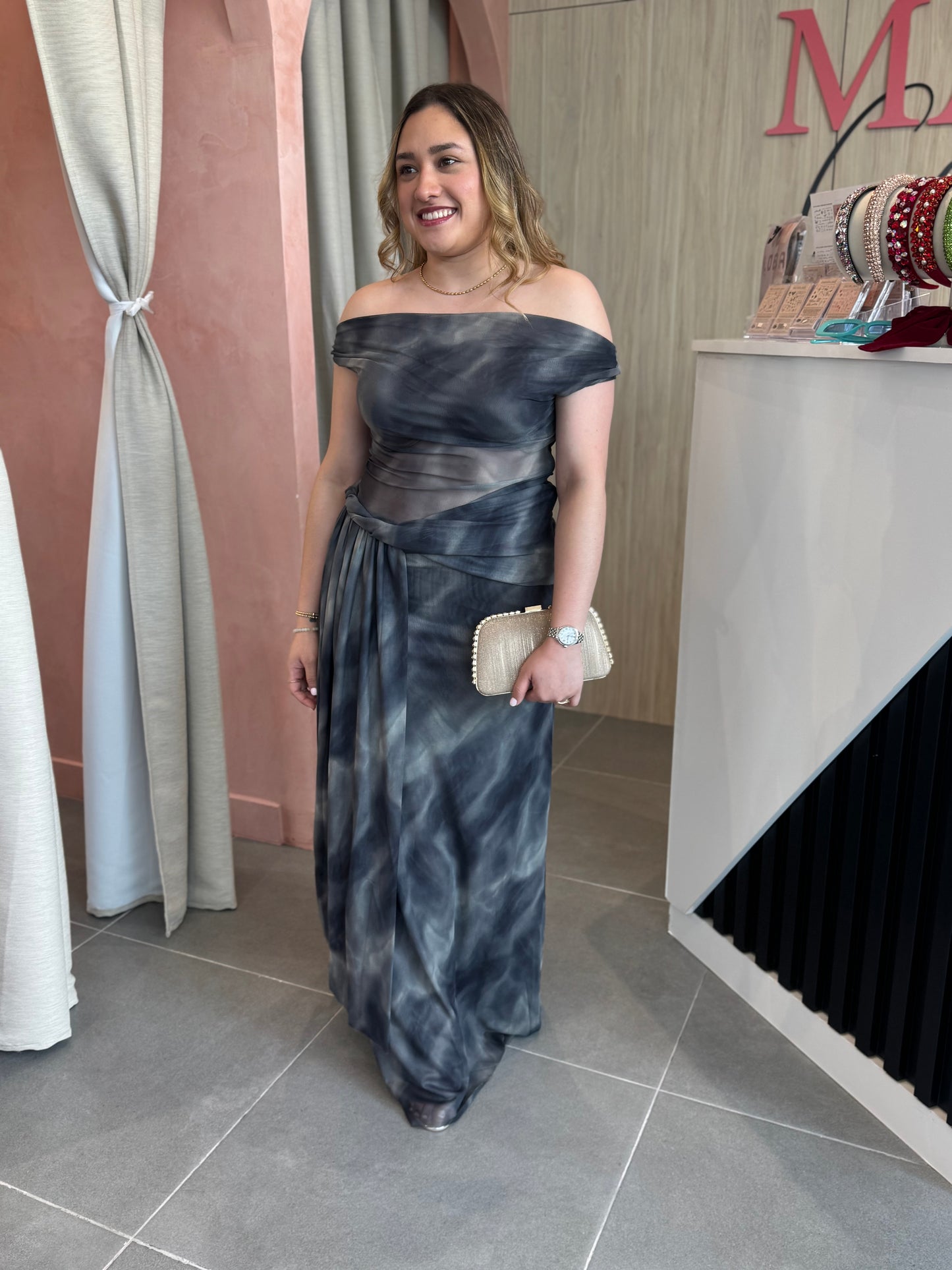 Mika Off shoulder Mesh Dress