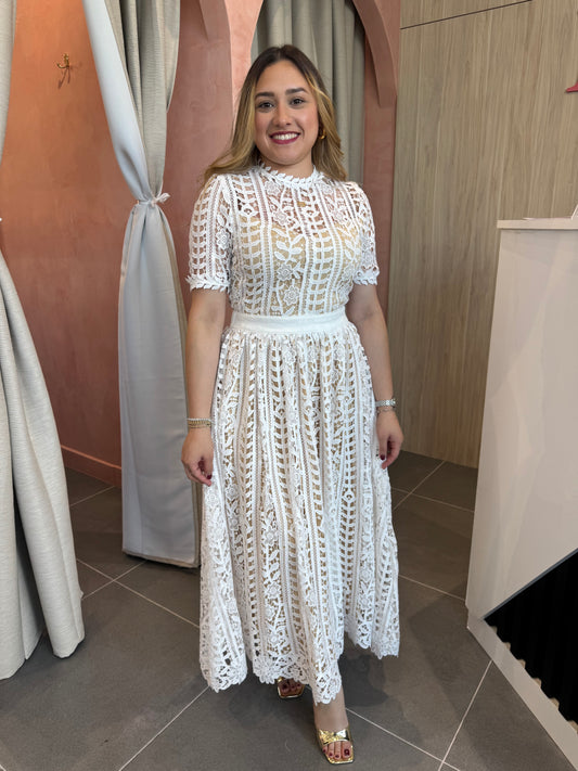 Jasmin White Midi Dress