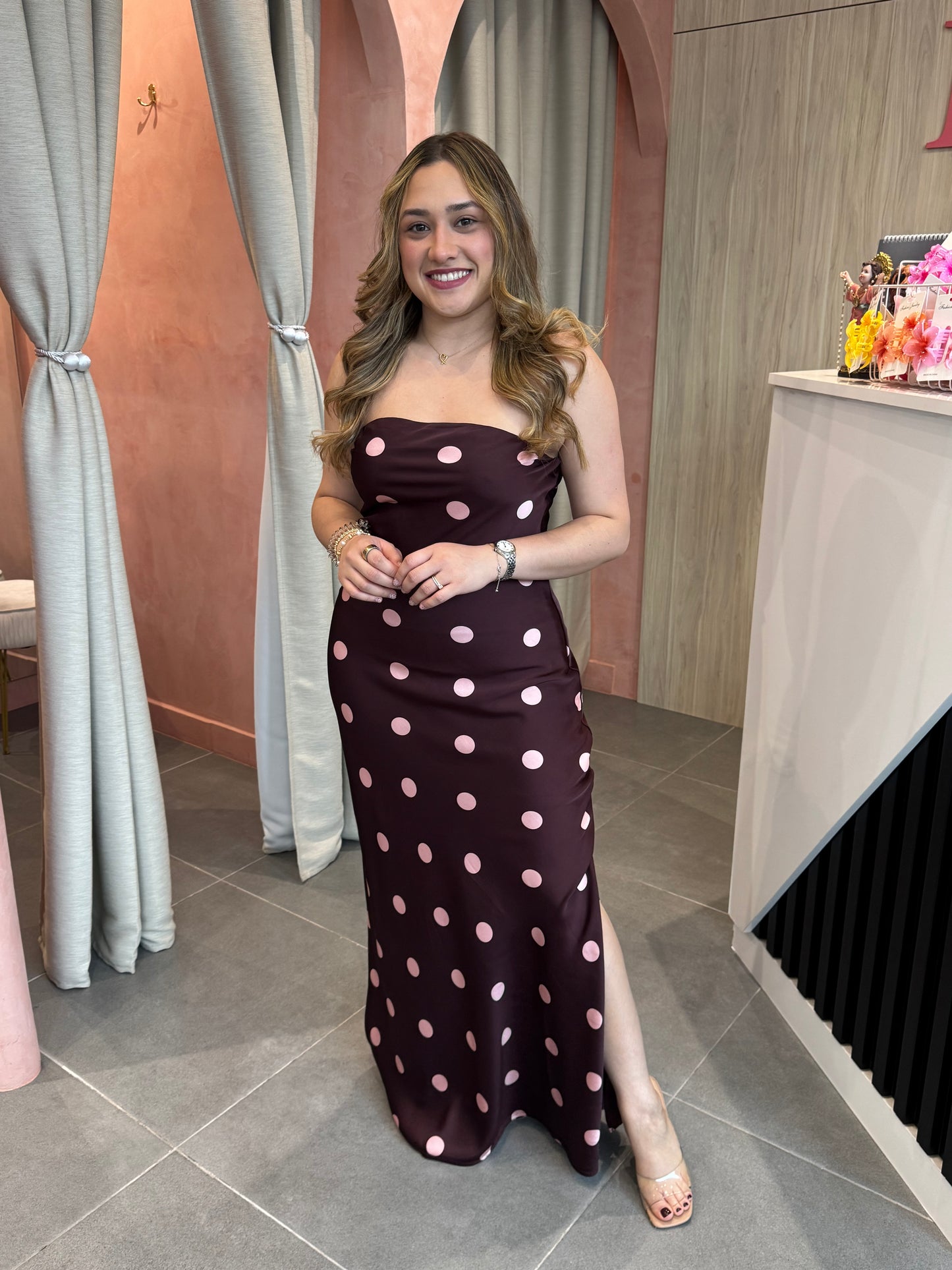 Polka Blush Maxi Dress