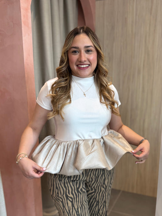 Blusa Fania Blanco/Caqui