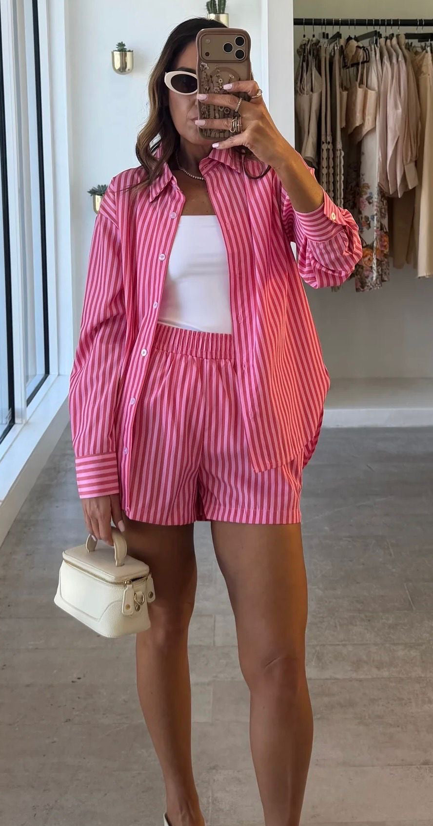 Pink Stripe Short Set