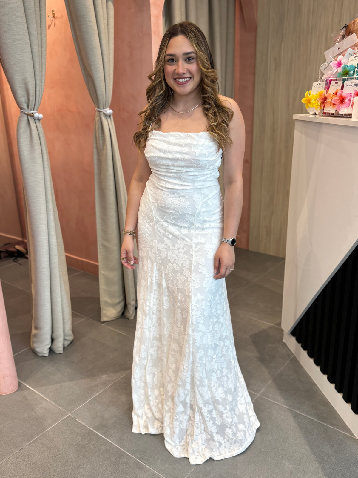 White Floral Strap Maxi Dress