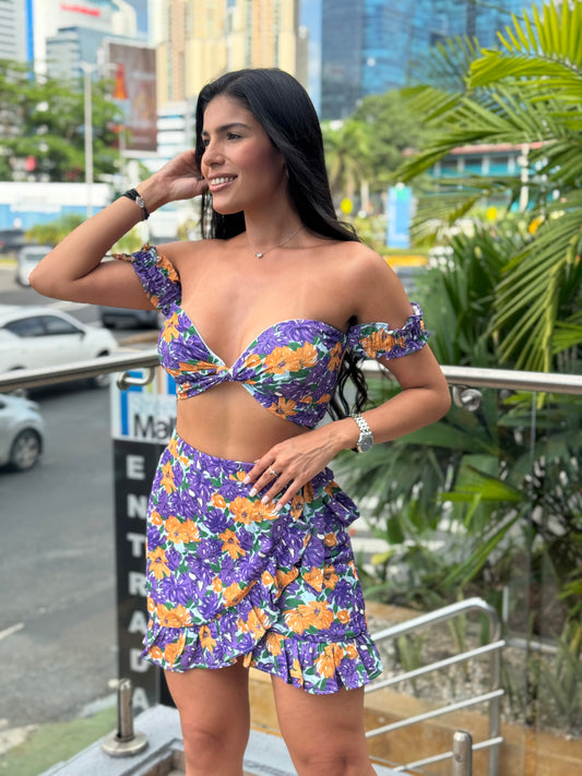 Set Mariana Morado y Turquesa