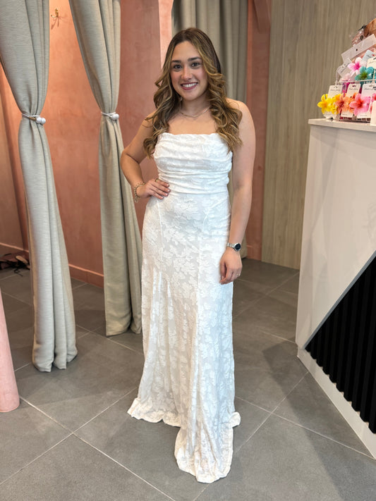 White Floral Strap Maxi Dress