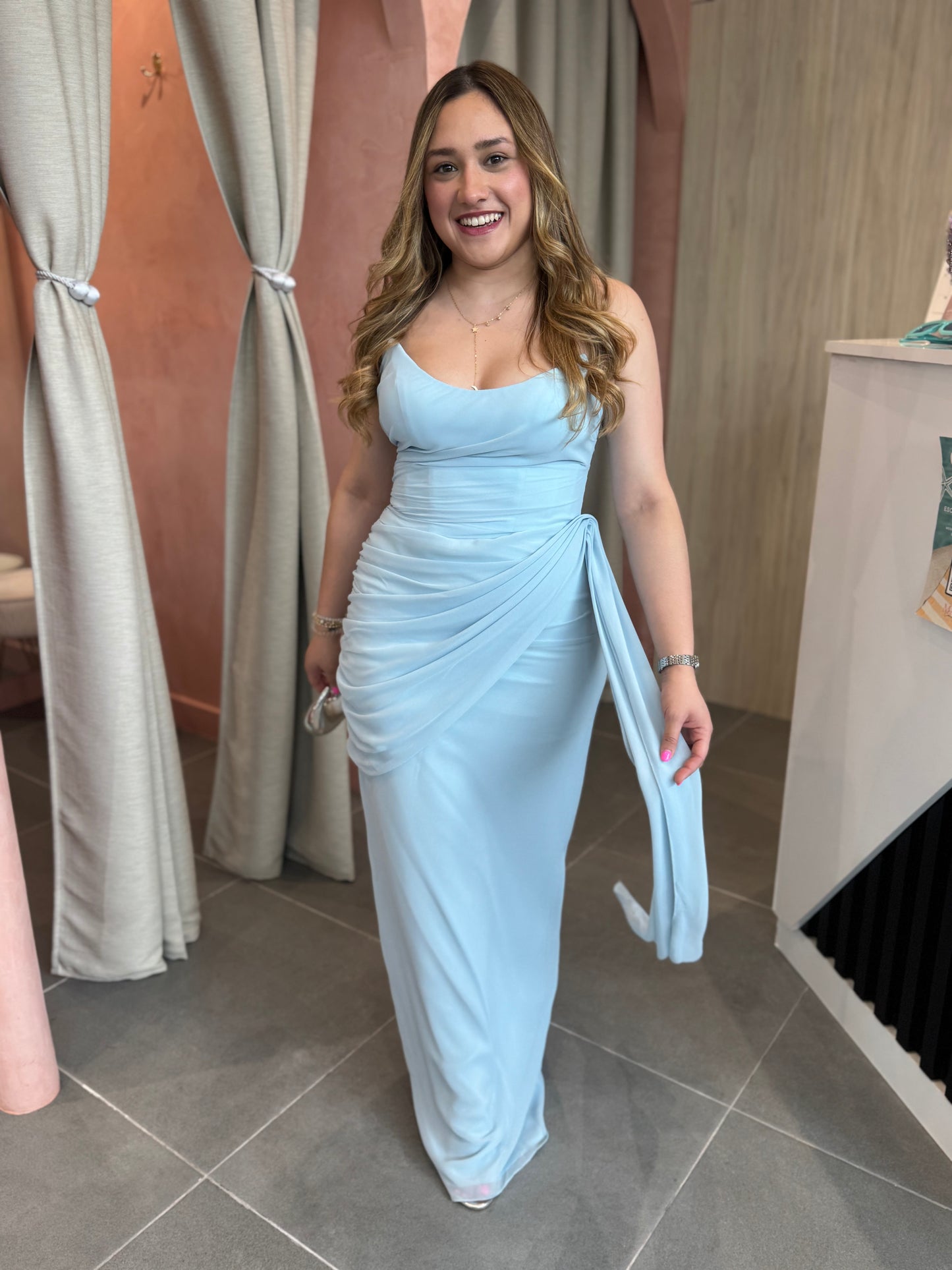 Light Blue Strapless Maxi Dress